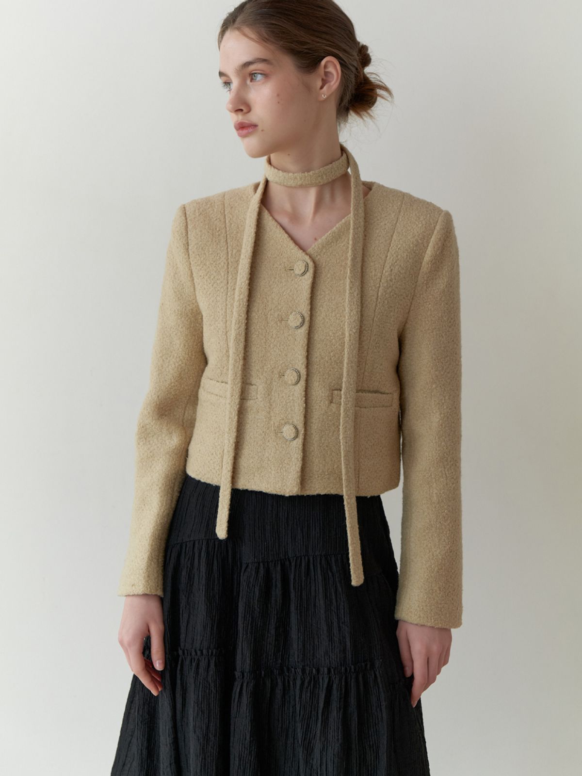 리엘(RE L) Curd tweed jacket (beige)