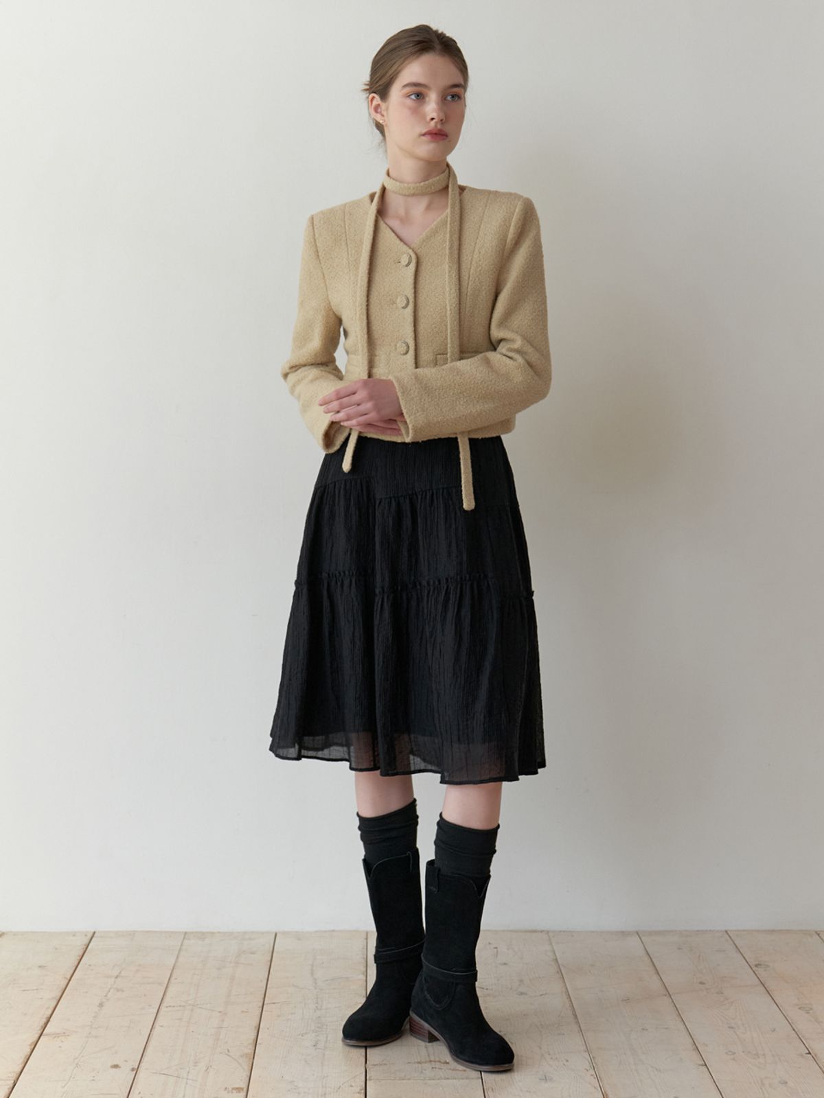 리엘(RE L) Curd tweed jacket (beige)