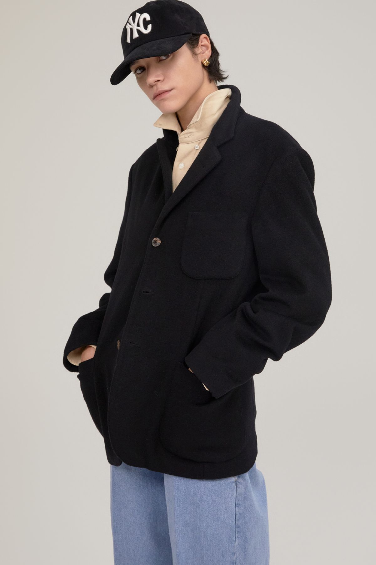 노앙(NOHANT) CASHMERE 90s SINGLE  BREASTED JACKET BLACK