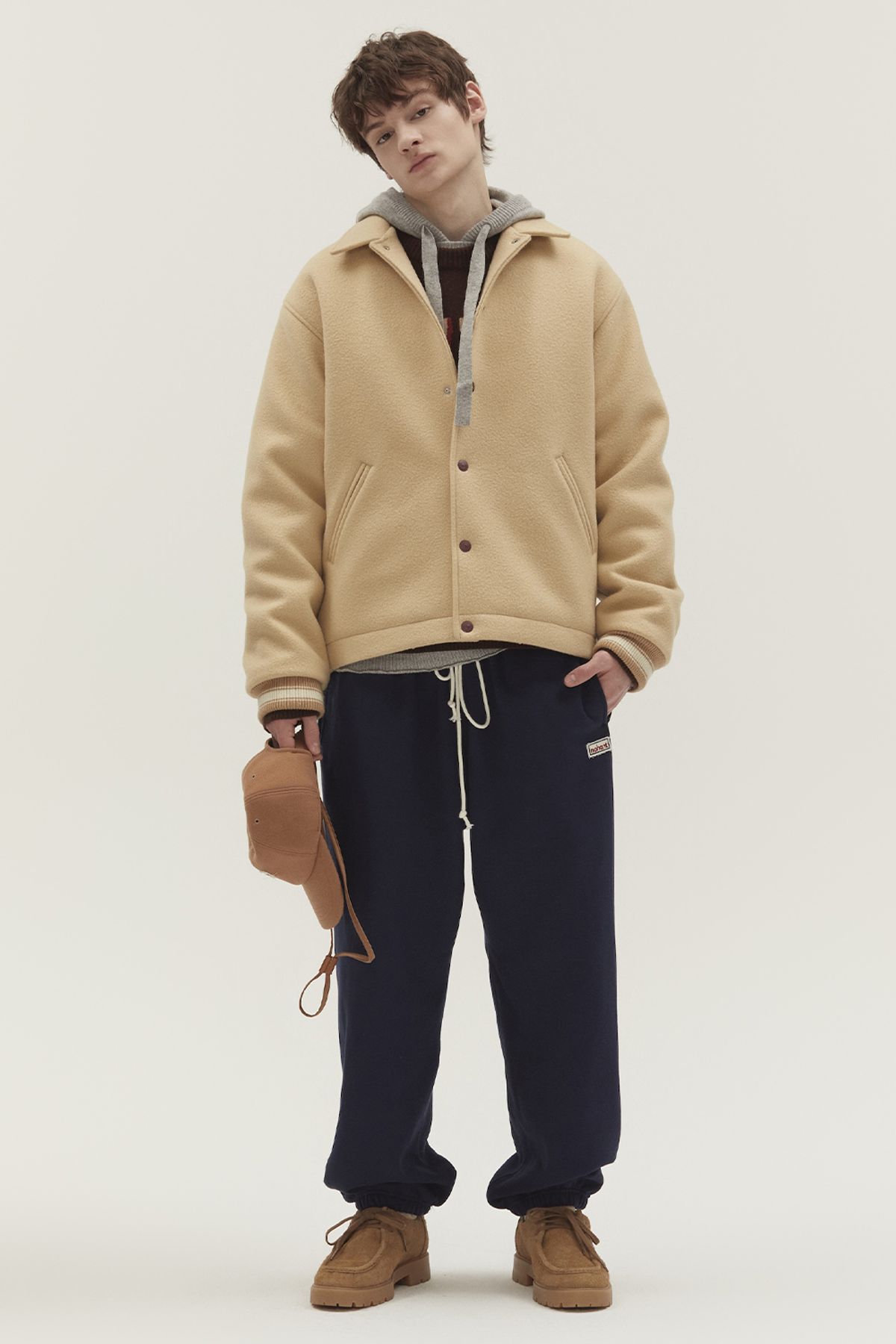 노앙(NOHANT) VARSITY MINIMAL WOOL JUMPER BEIGE