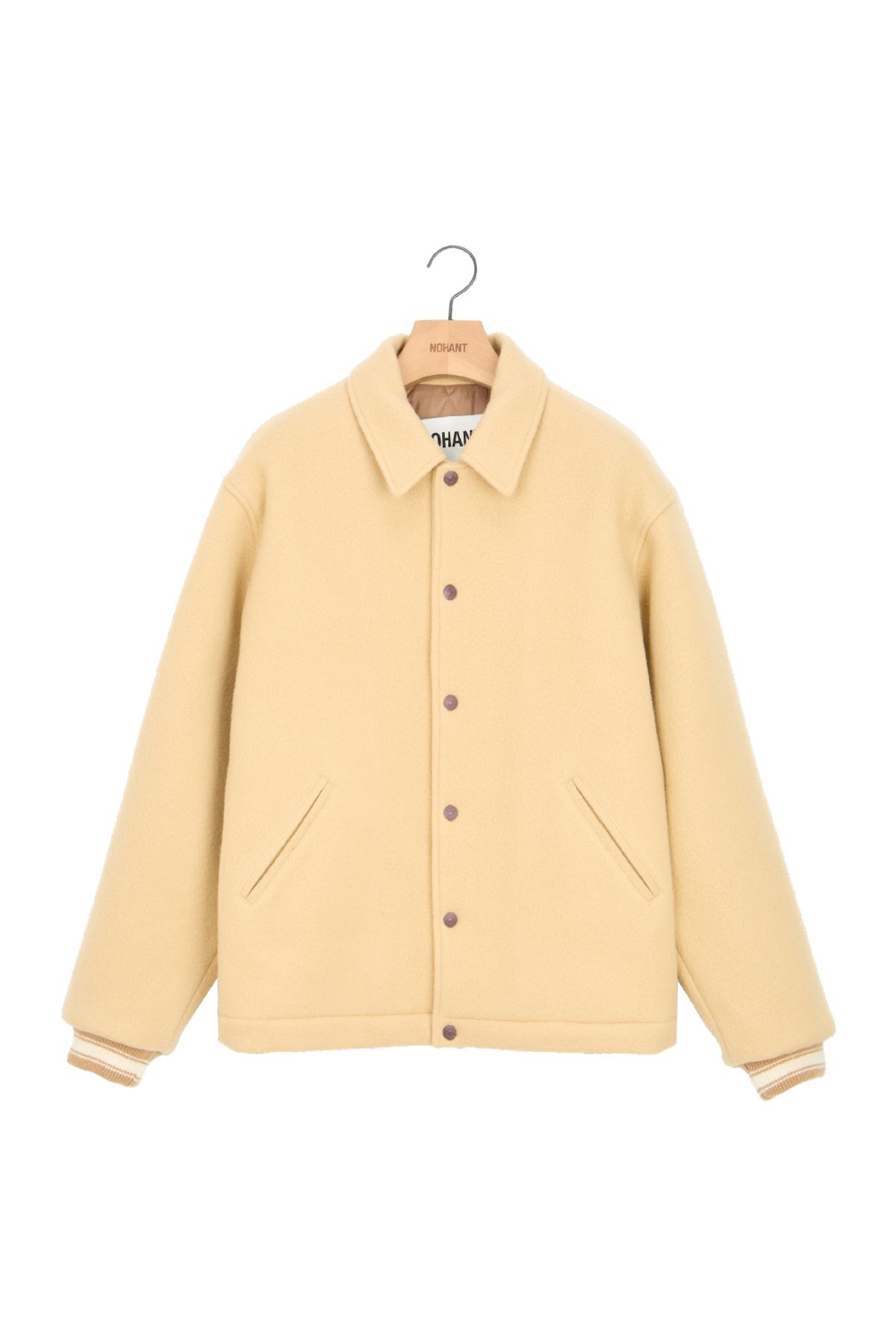 노앙(NOHANT) VARSITY MINIMAL WOOL JUMPER BEIGE