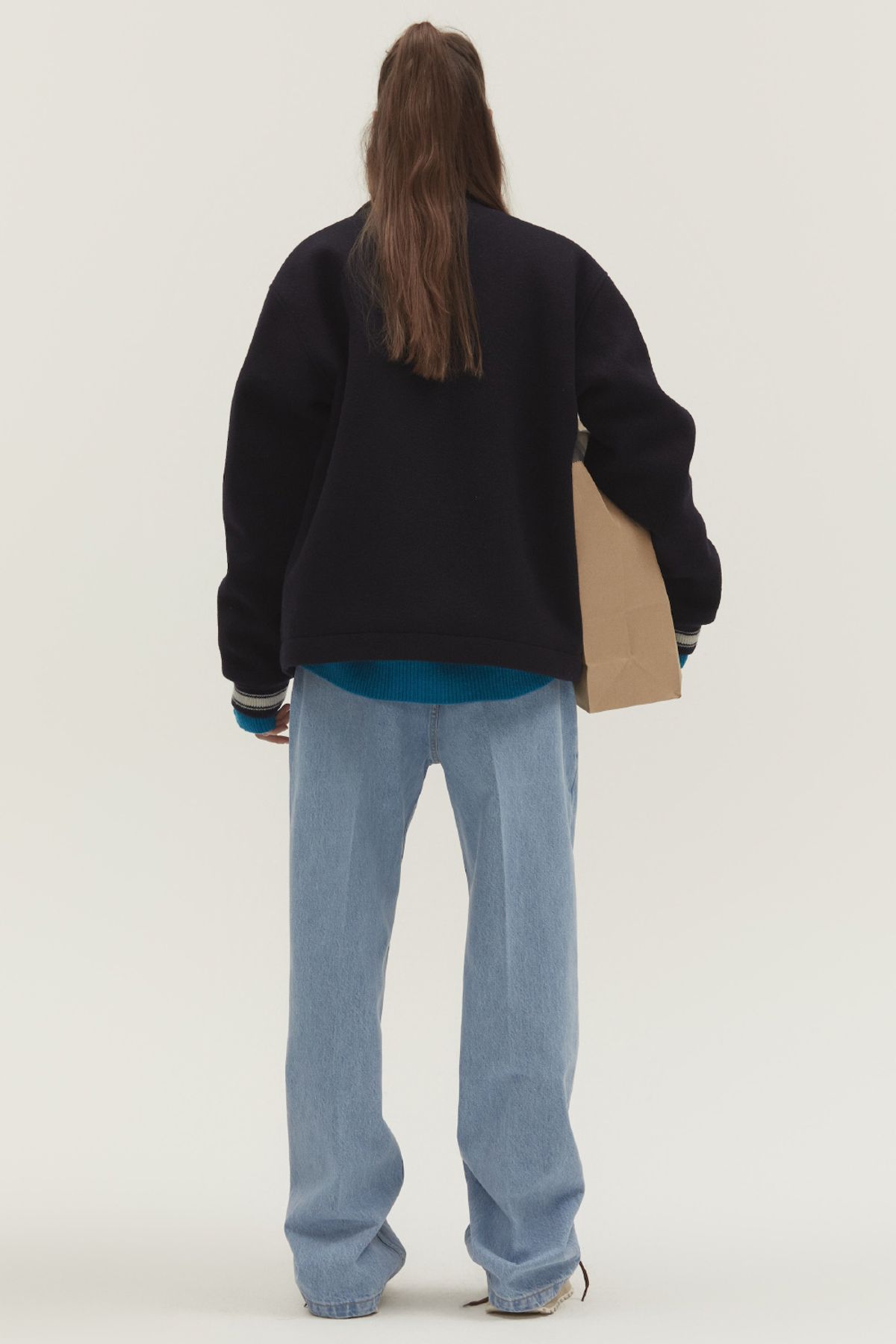 노앙(NOHANT) VARSITY MINIMAL WOOL JUMPER NAVY