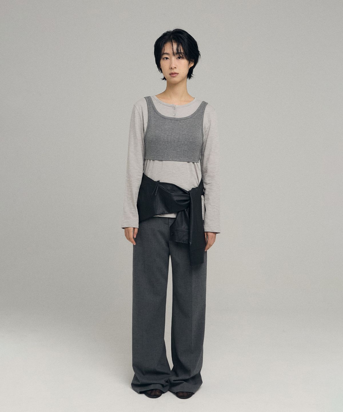 로우타이드(LOW TIDE) BUSTIER LAYERED T-SHIRT [GREY]