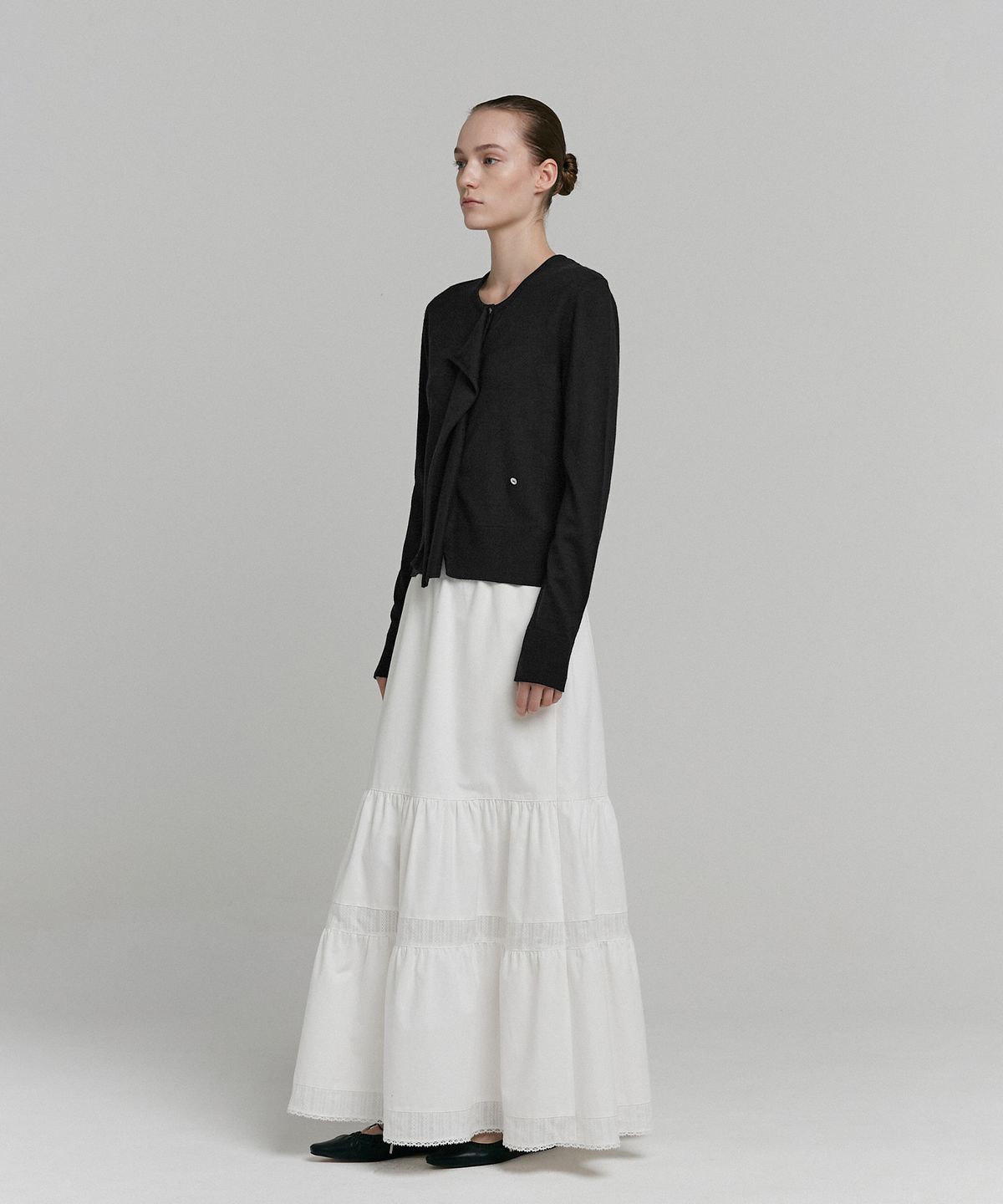 로우타이드(LOW TIDE) WRAP BUTTON CARDIGAN [BLACK]