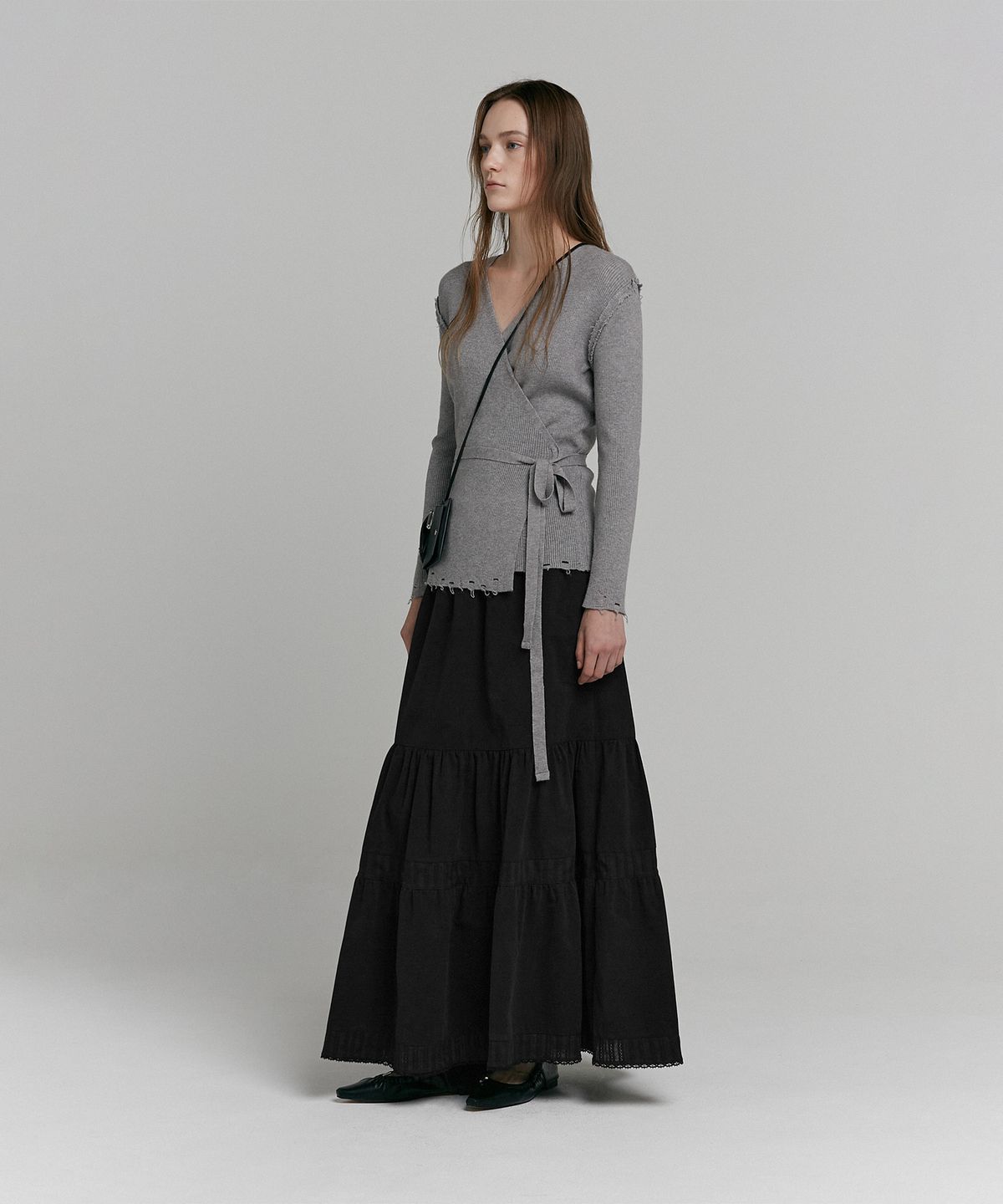 로우타이드(LOW TIDE) DAMAGED WRAP KNIT [GREY]