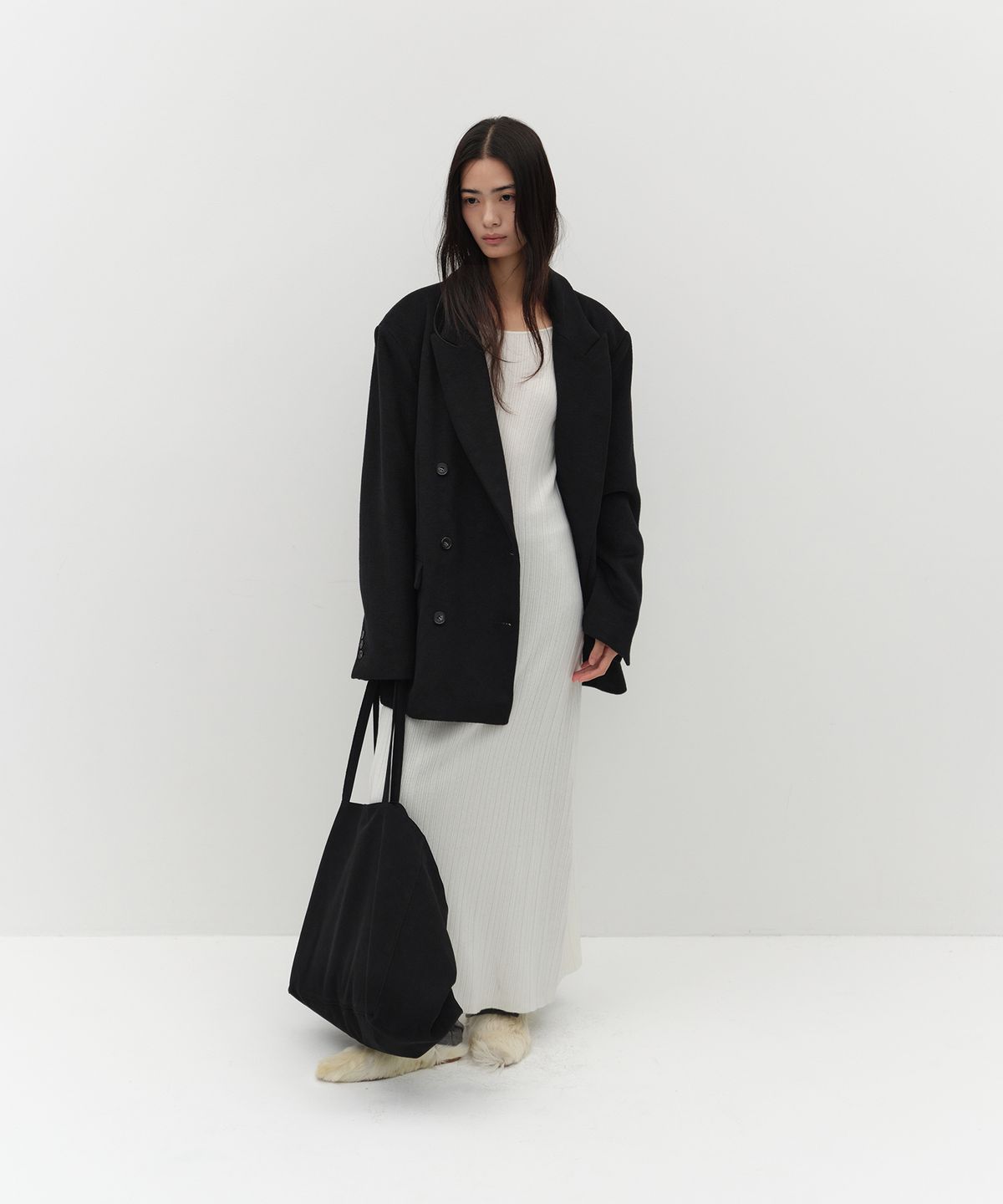 로우타이드(LOW TIDE) DOUBLE BREASTED WOOL BLAZER [BLACK]