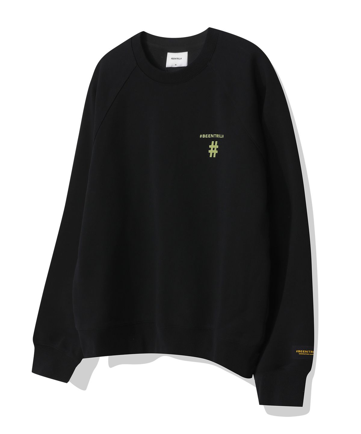 빈트릴(BEENTRILL) 우먼즈 스탬프 해시태그 맨투맨(블랙)