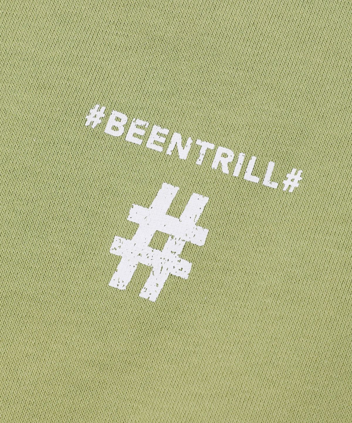 빈트릴(BEENTRILL) 우먼즈 스탬프 해시태그 맨투맨(올리브)