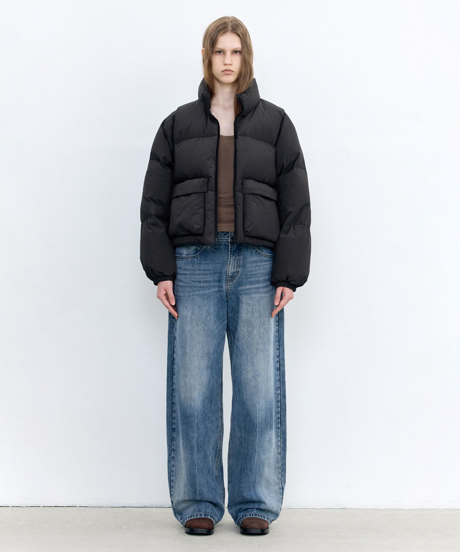 MUSINSA公式 | INSILENCE WOMEN Hybrid Soft Down Jacket BLACK