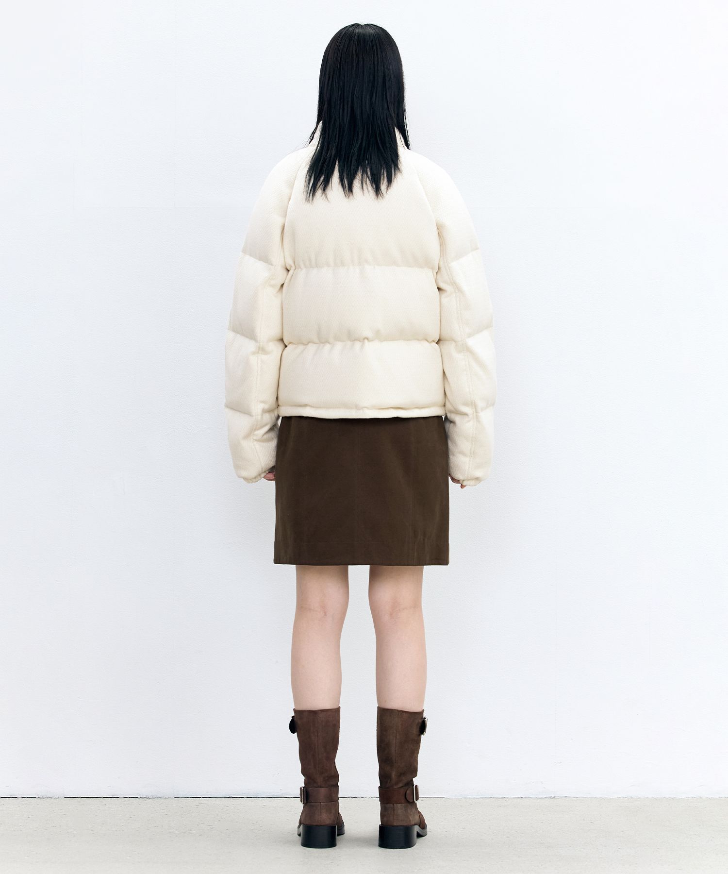 マロン MUSINSA | INSILENCE WOMEN Textured Fabric Down Jacket CREAM