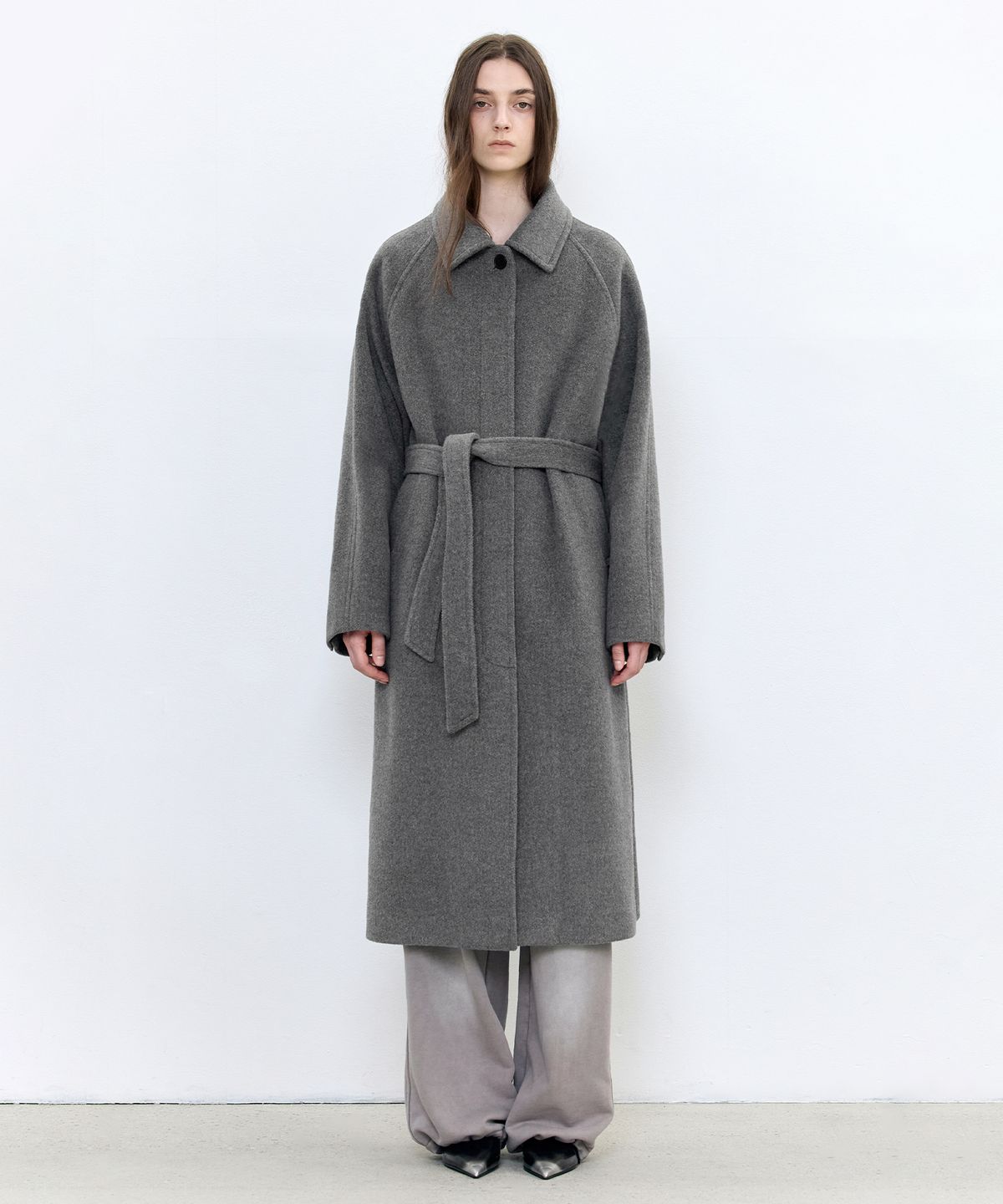 인사일런스 우먼(INSILENCE WOMEN) 페미닌 발마칸 로브 코트 MELANGE GREY