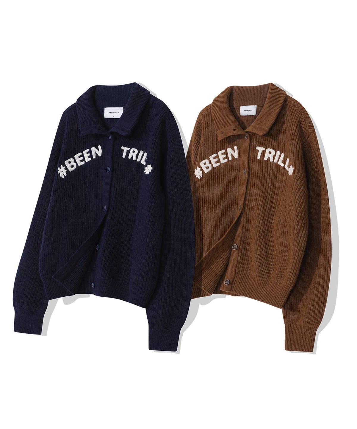 빈트릴(BEENTRILL) 우먼즈 터틀넥 카라 니트 가디건(네이비)