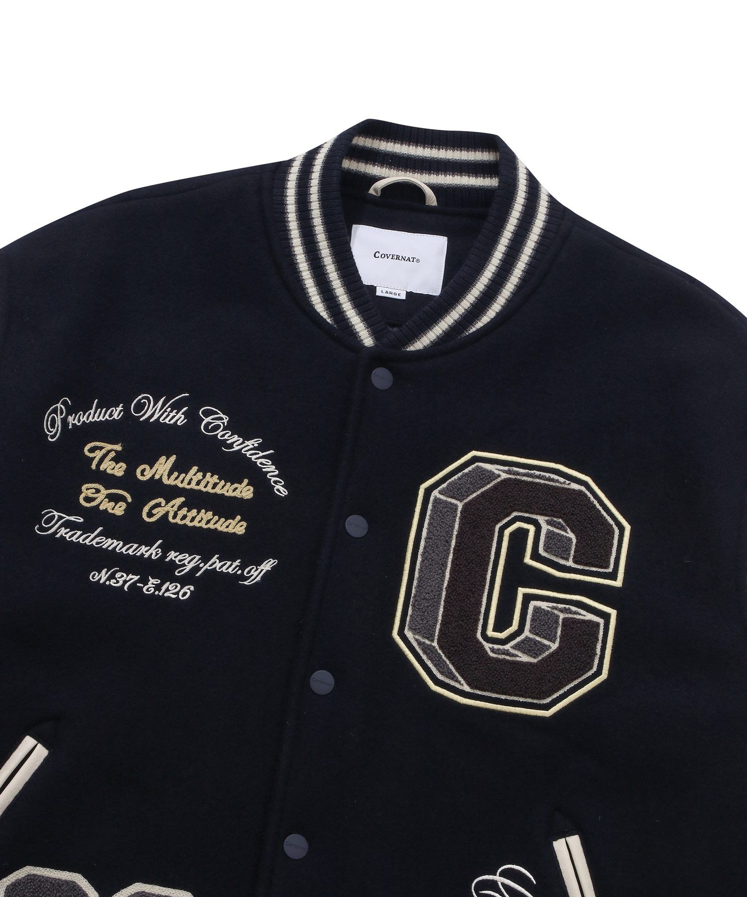 [COVERNAT]★24FW★韓国人気★COLLEGE C WOOL VARSITY MUSINSA | COVERNAT 24FW College C Wool Varsity Navy