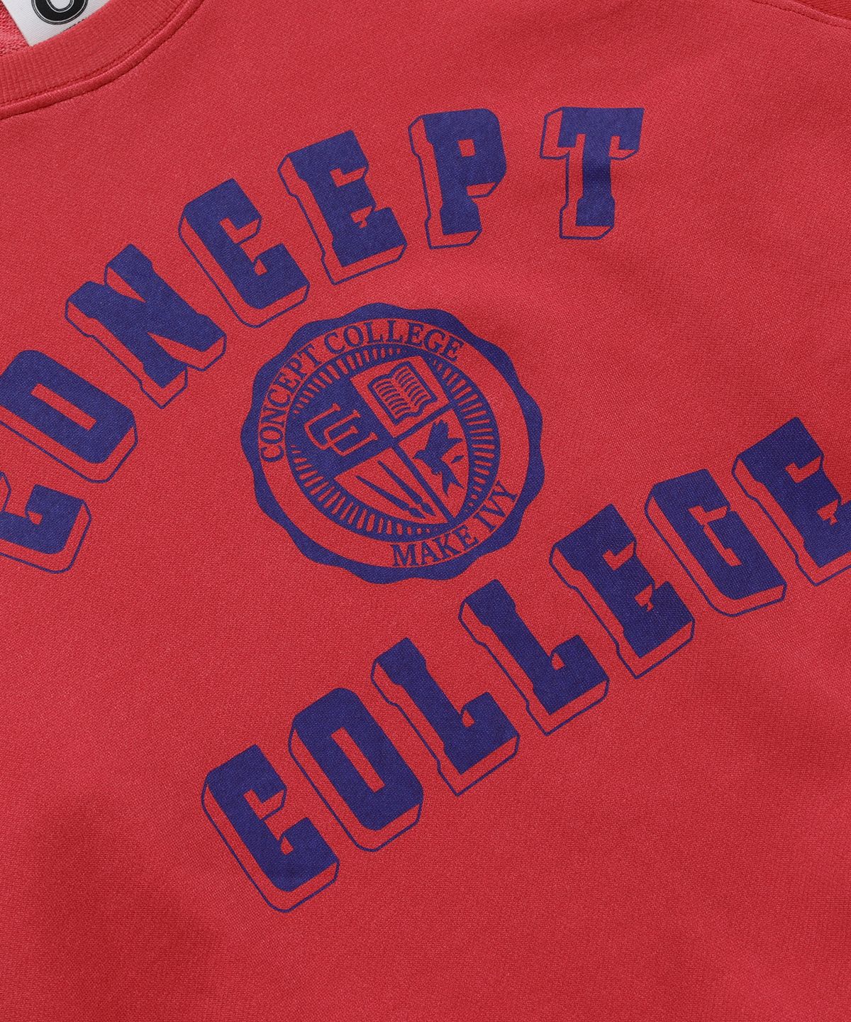 컨셉트컬리지(CONCEPTCOLLEGE) 클래식 빅 로고 피그먼트 래글런 스웨트셔츠_빈티지레드 [남녀공용]