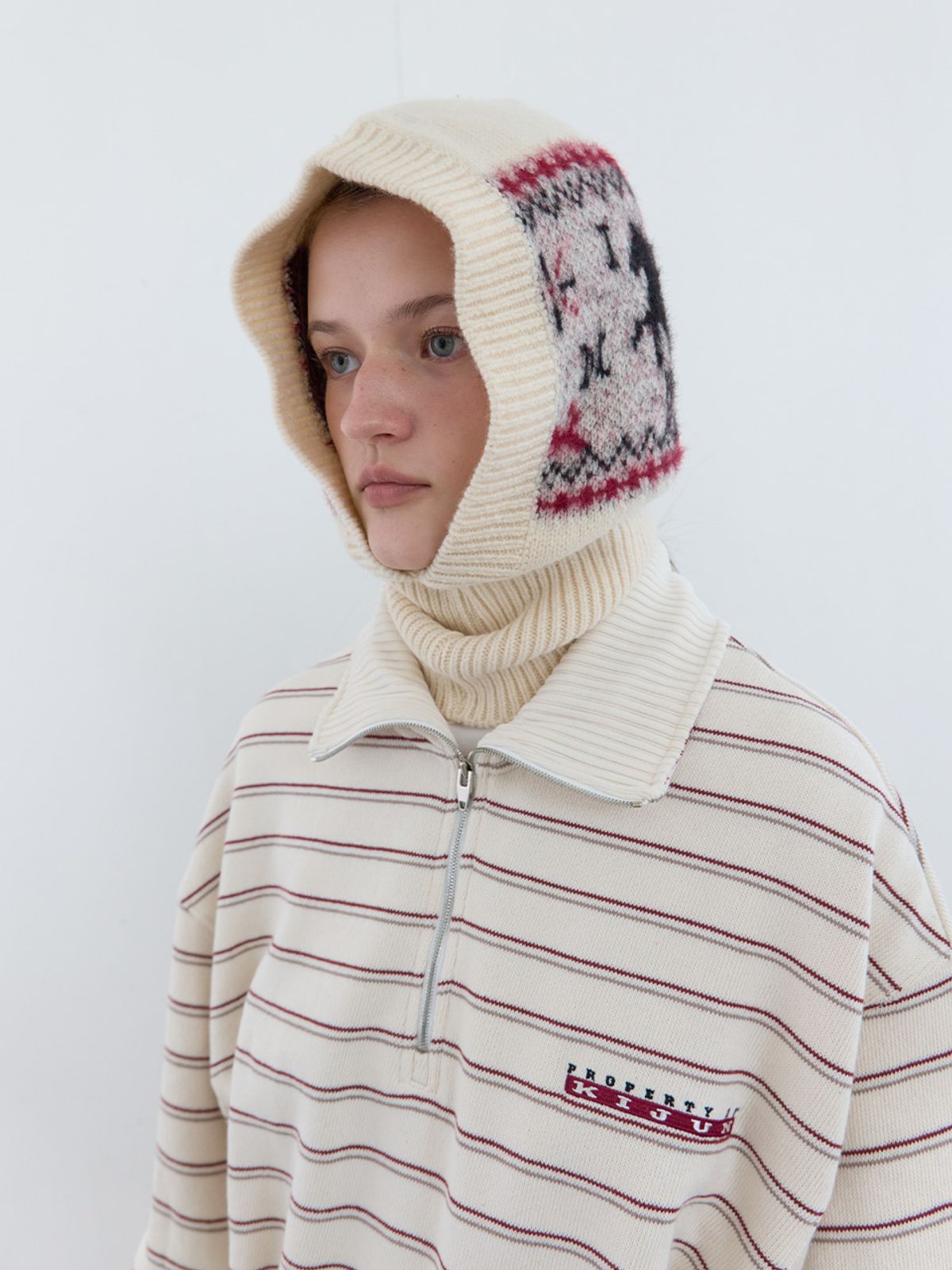 기준(KIJUN) Nordic Knit Balaclava Ivory