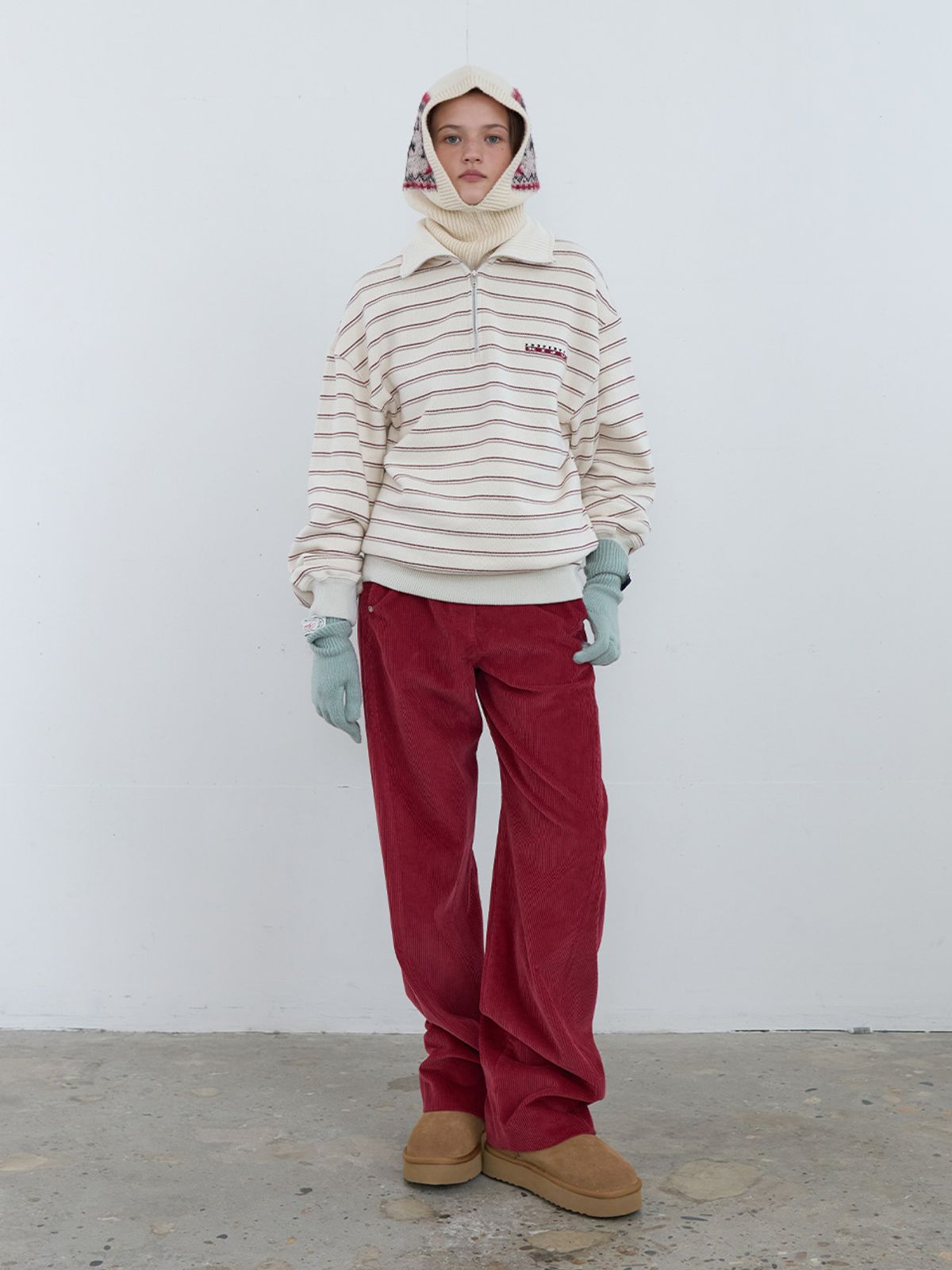기준(KIJUN) Nordic Knit Balaclava Ivory