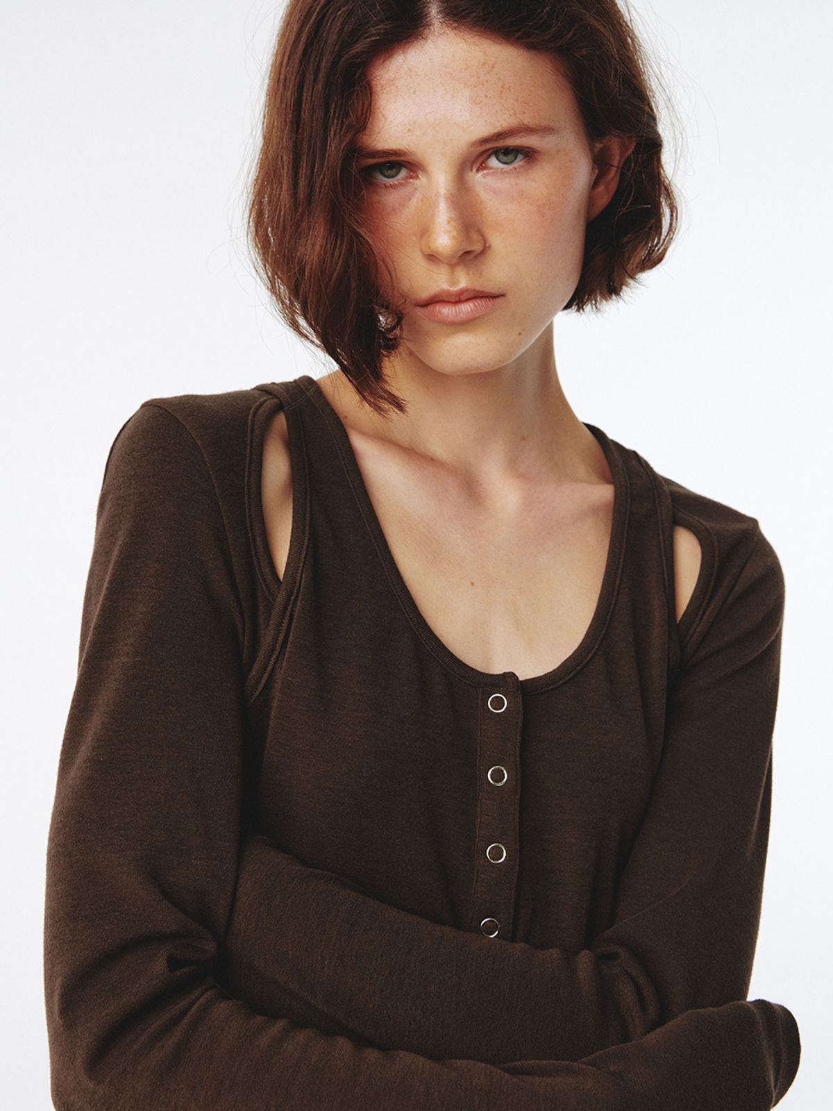 기준(KIJUN) Raglan Cut Jersey Dress Brown