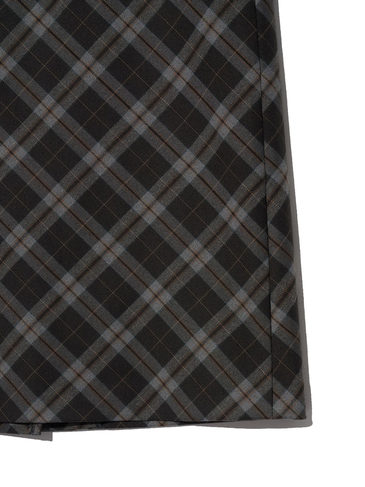 기준(KIJUN) Check Midi Skirt Charcoal
