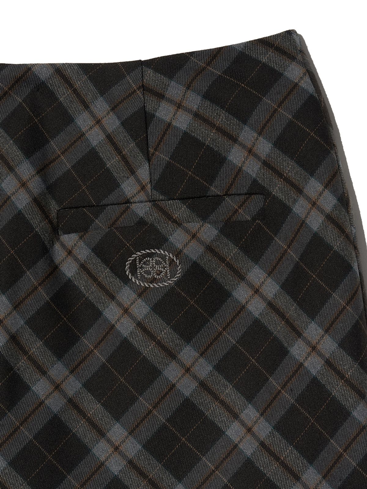 기준(KIJUN) Check Midi Skirt Charcoal