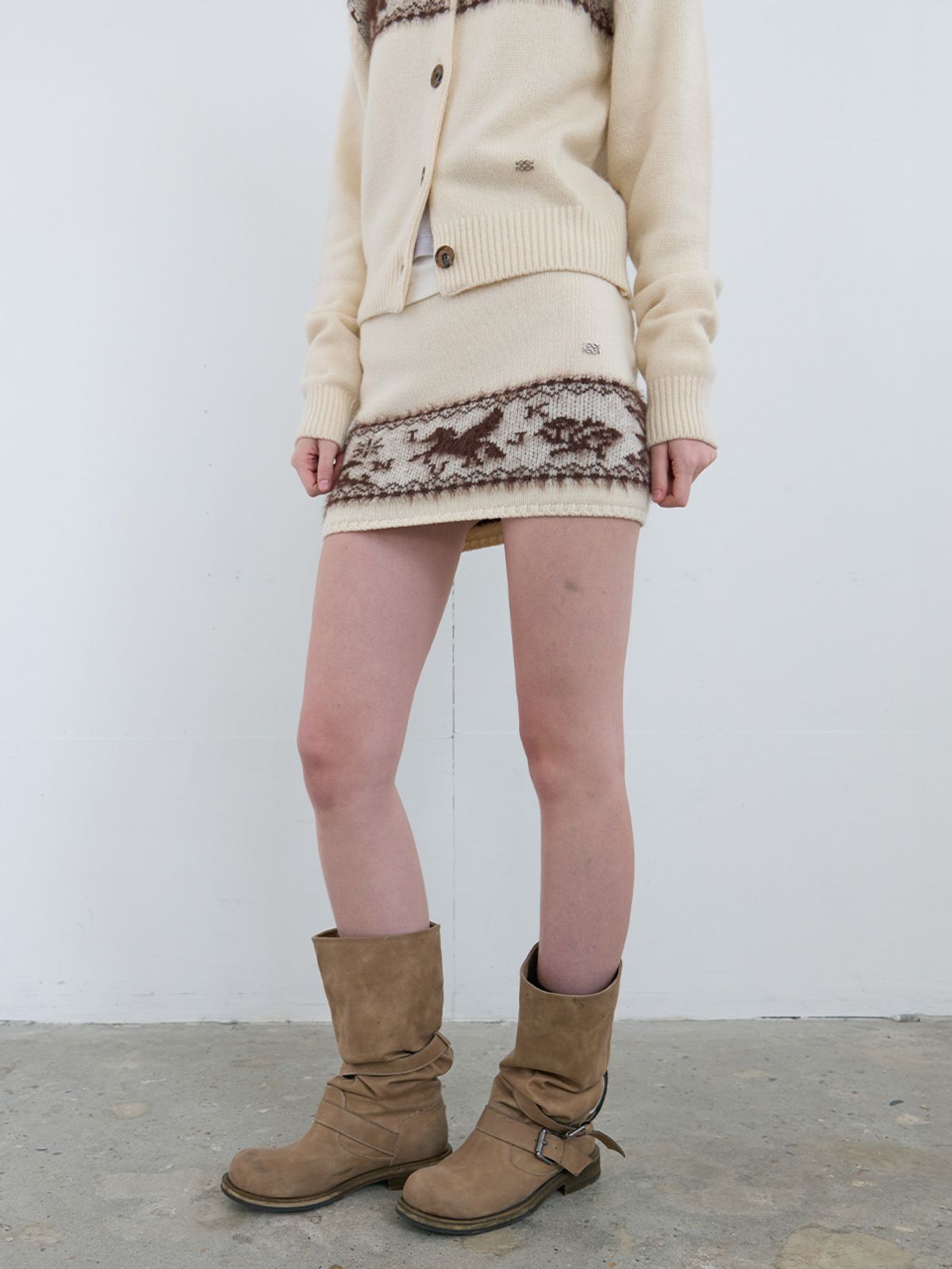 기준(KIJUN) Nordic Knit Mini Skirt Ivory