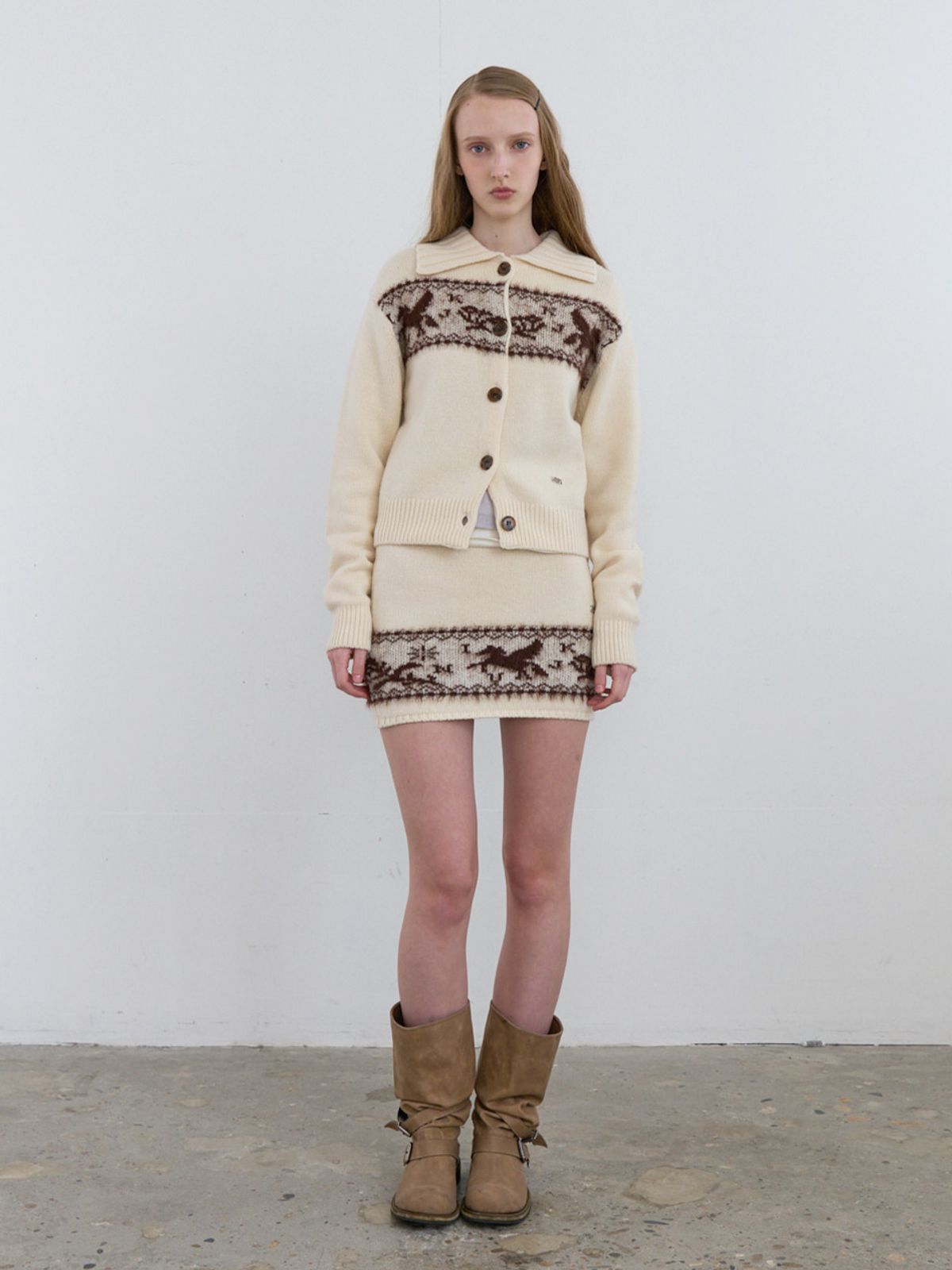 기준(KIJUN) Nordic Knit Mini Skirt Ivory