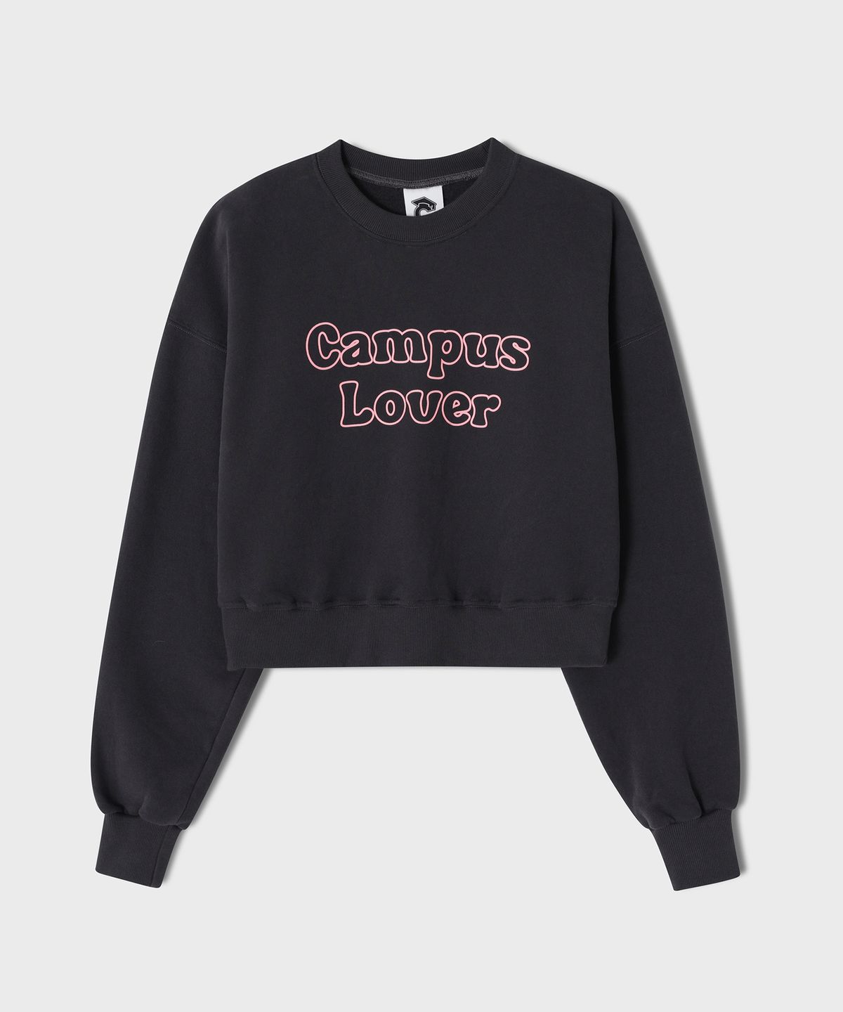 컨셉트컬리지(CONCEPTCOLLEGE) 캠퍼스 러버 크롭 스웨트셔츠_다크그레이 [여성용]