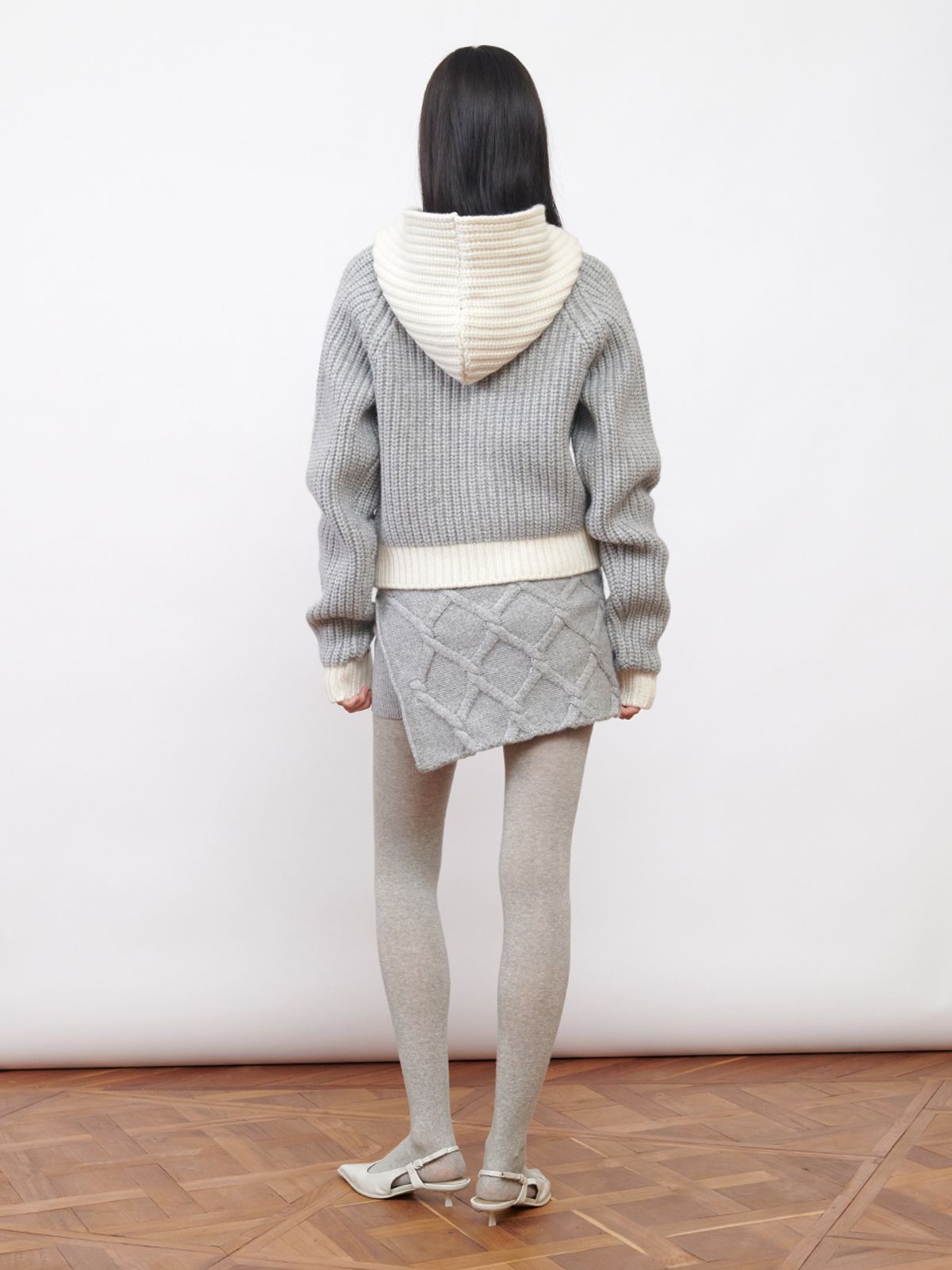 기준(KIJUN) Cable Knit Skort Grey