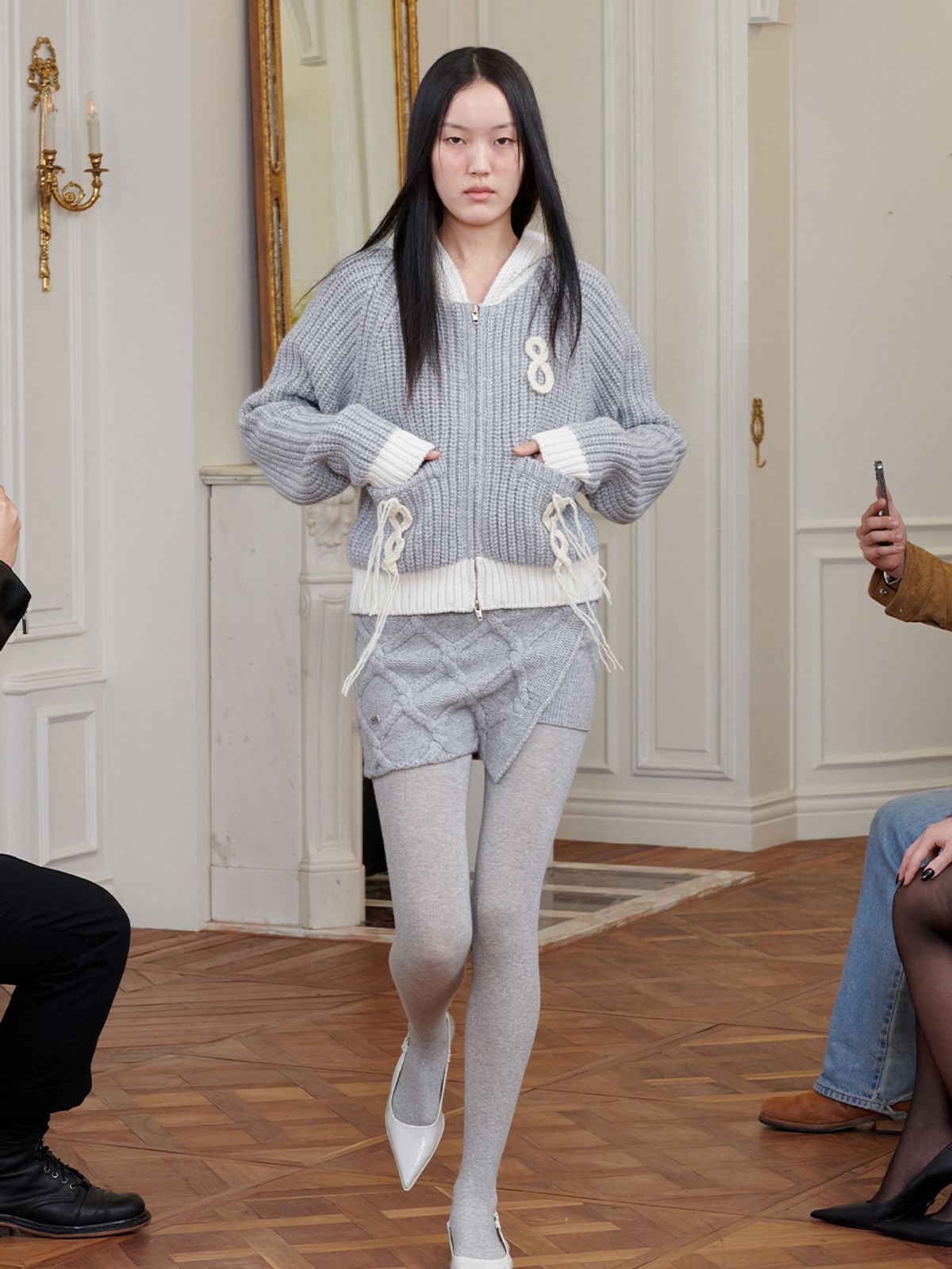기준(KIJUN) Cable Knit Skort Grey
