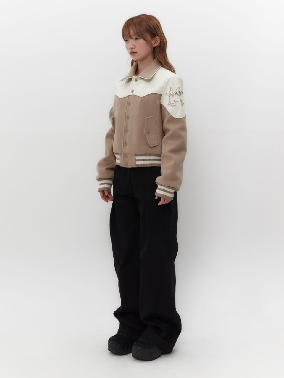MUSINSA公式 | TUOMIO WESTERN VARSITY JACKET [BEIGE]