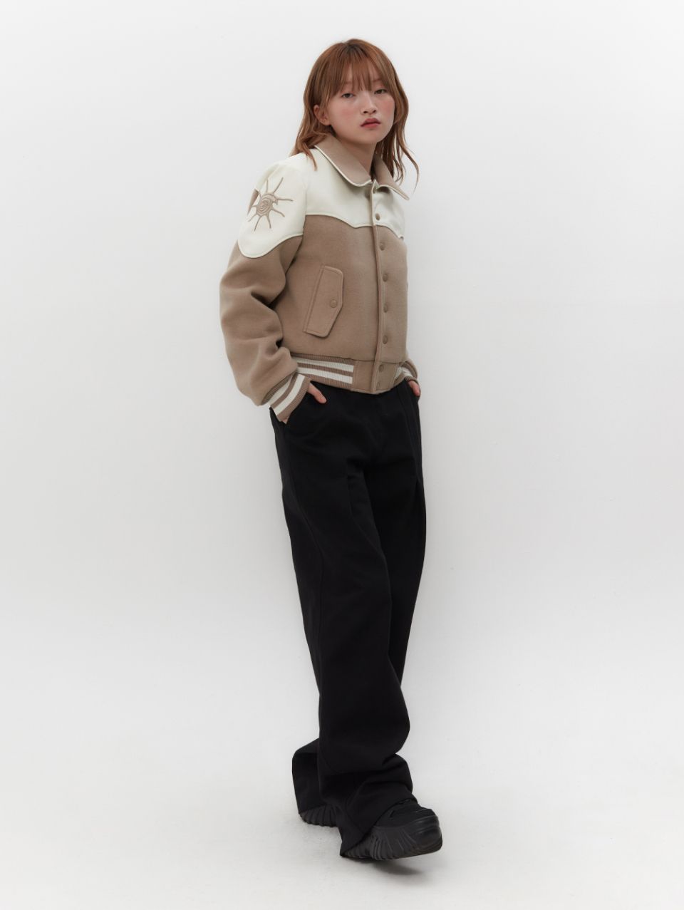 MUSINSA公式 | TUOMIO WESTERN VARSITY JACKET [BEIGE]