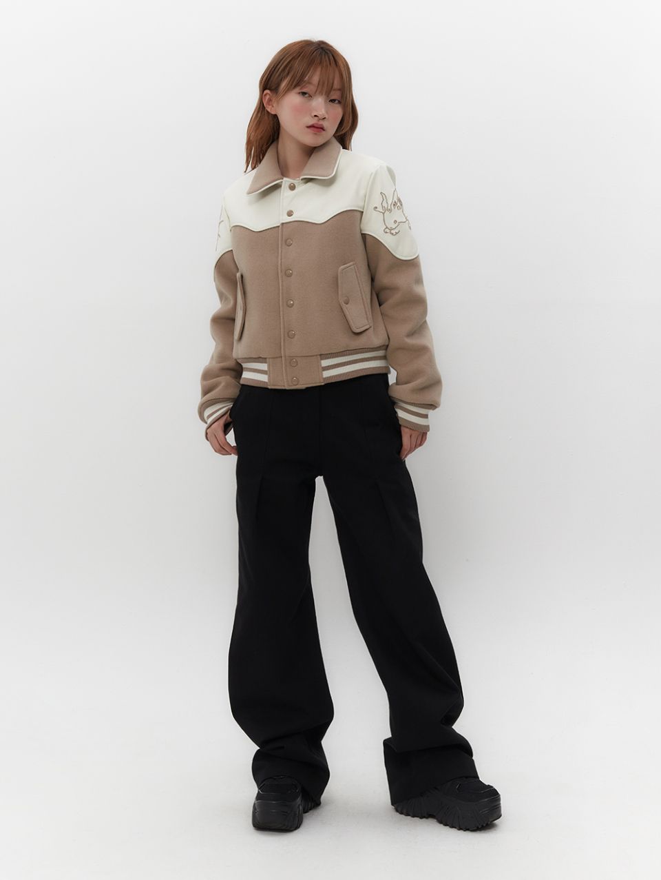 MUSINSA公式 | TUOMIO WESTERN VARSITY JACKET [BEIGE]