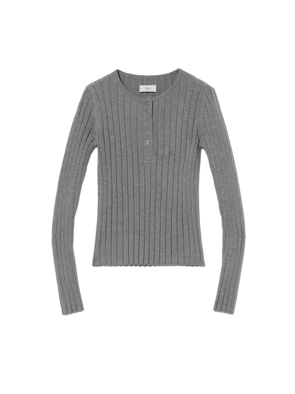 기준(KIJUN) Henry Neck Knit Top Melange Grey