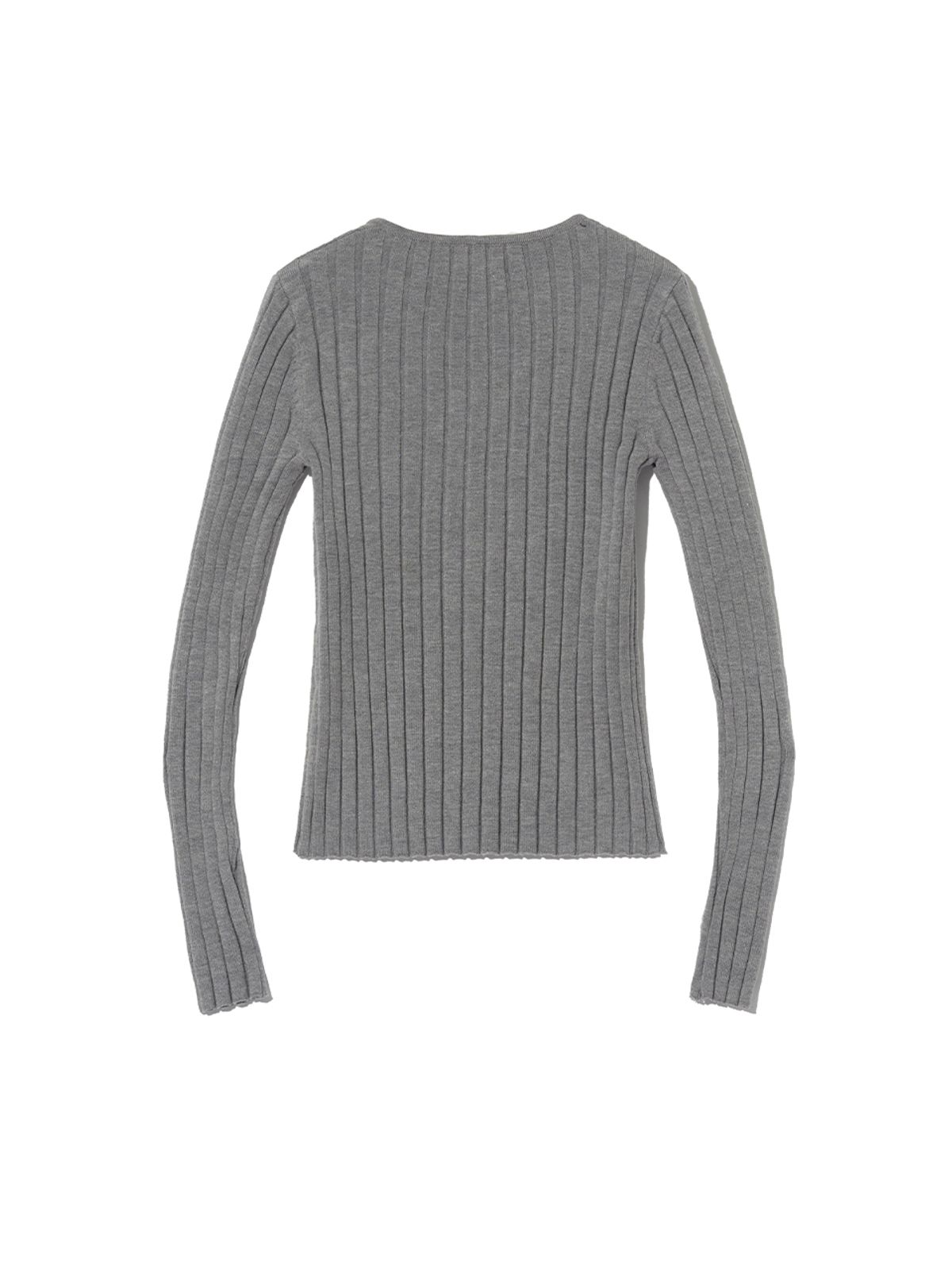 기준(KIJUN) Henry Neck Knit Top Melange Grey