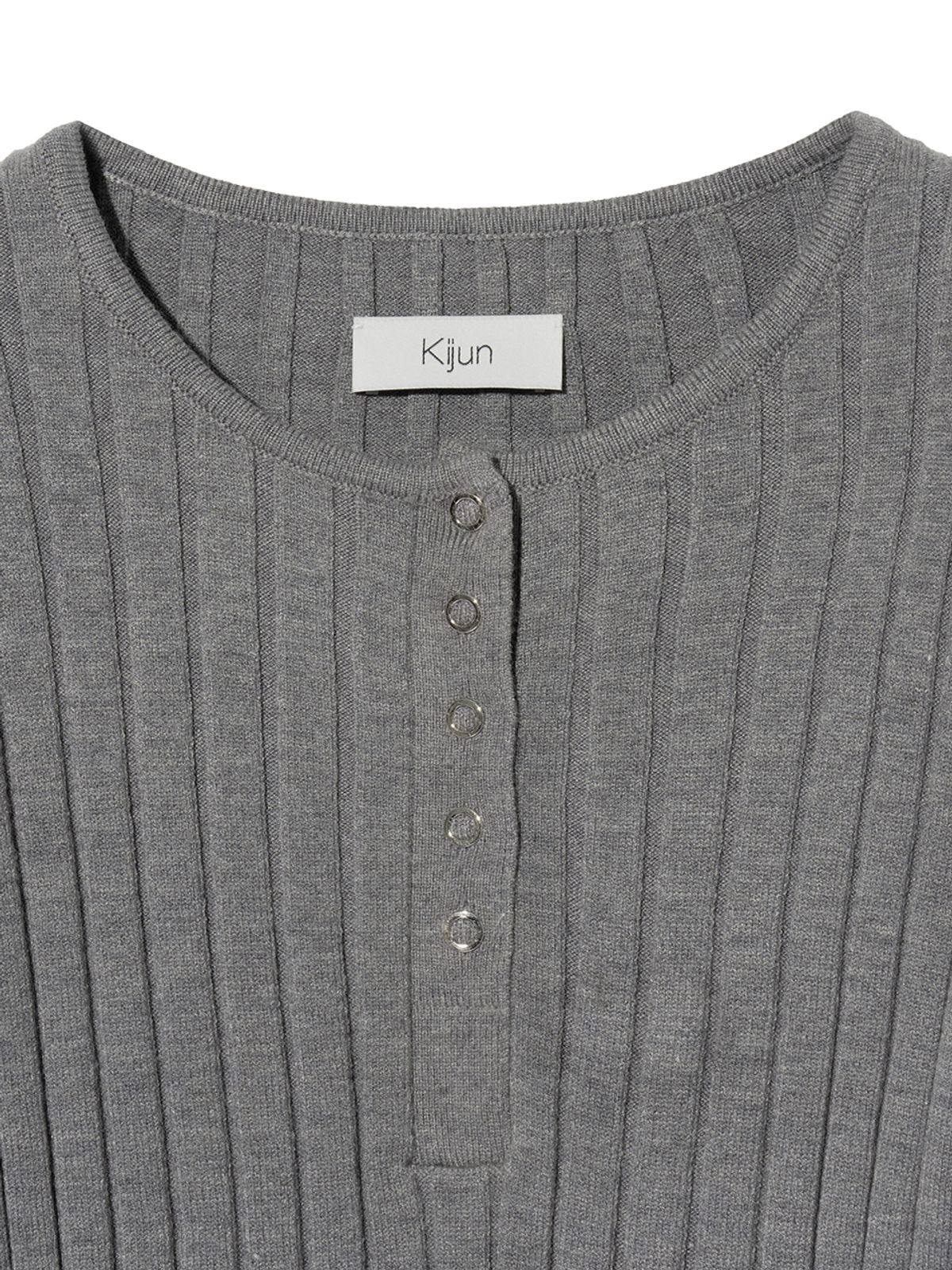 기준(KIJUN) Henry Neck Knit Top Melange Grey