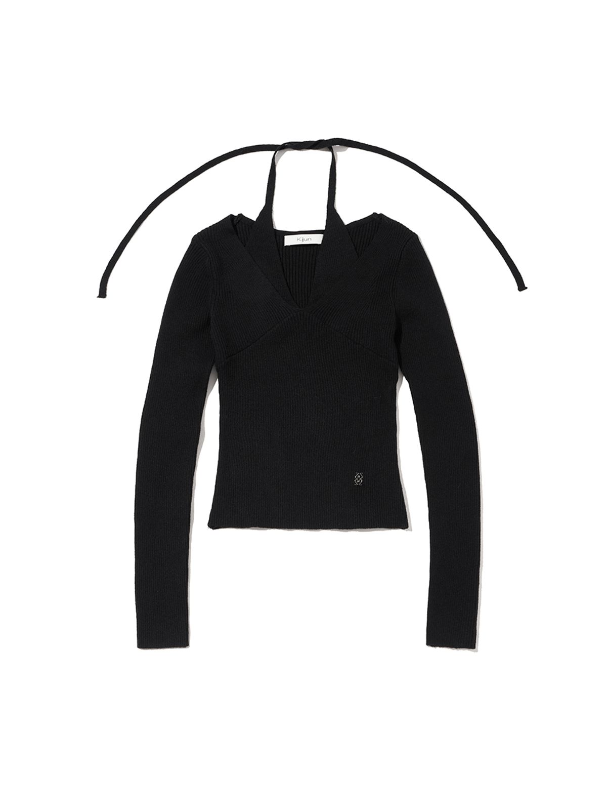 기준(KIJUN) Layered Halter Knit Top Black