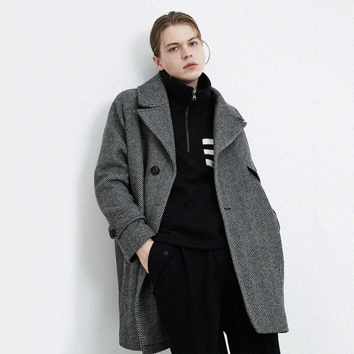 커스텀어스(CUSTOMUS) 세미더블 코쿤실루엣 남자 코트 CXS24WWCTA20 GRY