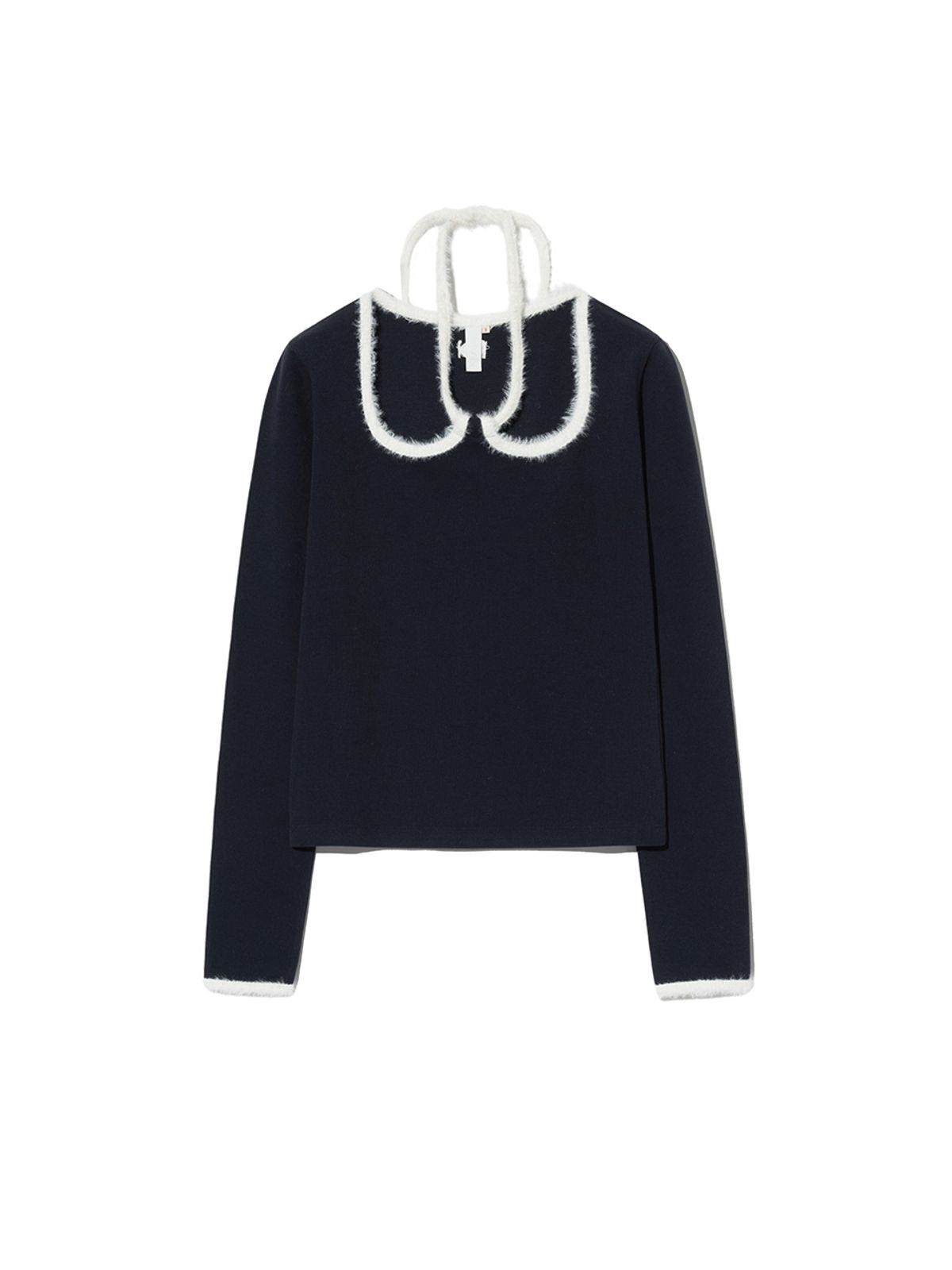 기준(KIJUN) W-Neck Jersey Top Black