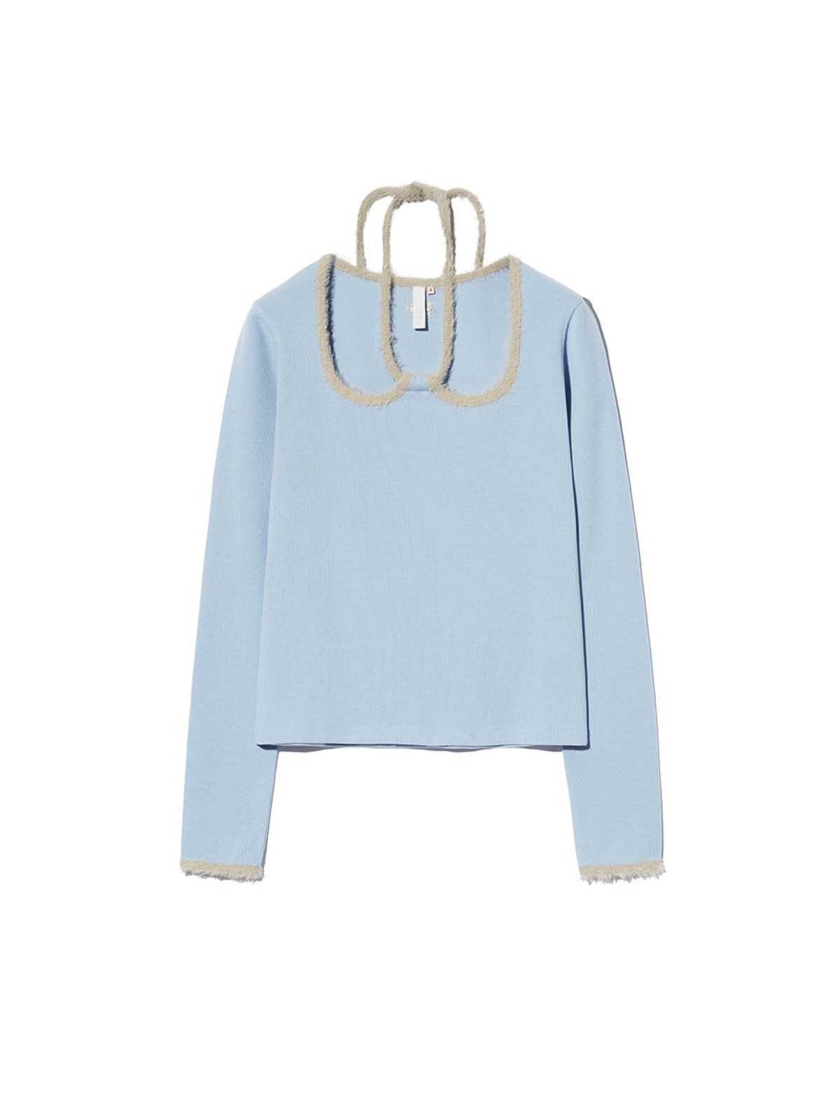 기준(KIJUN) W-Neck Jersey Top Sky Blue