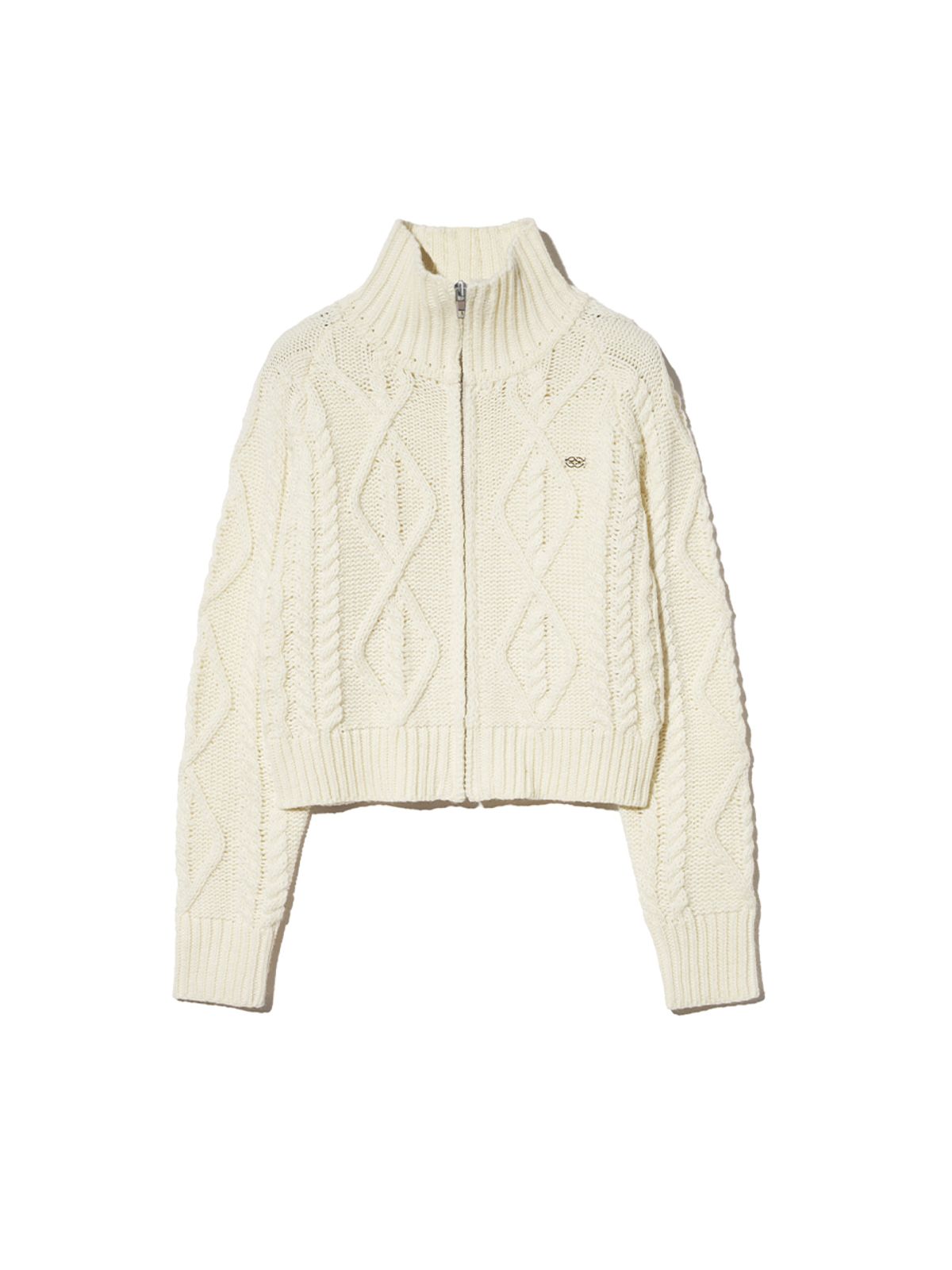 기준(KIJUN) Cable Knit Zip-Up Ivory