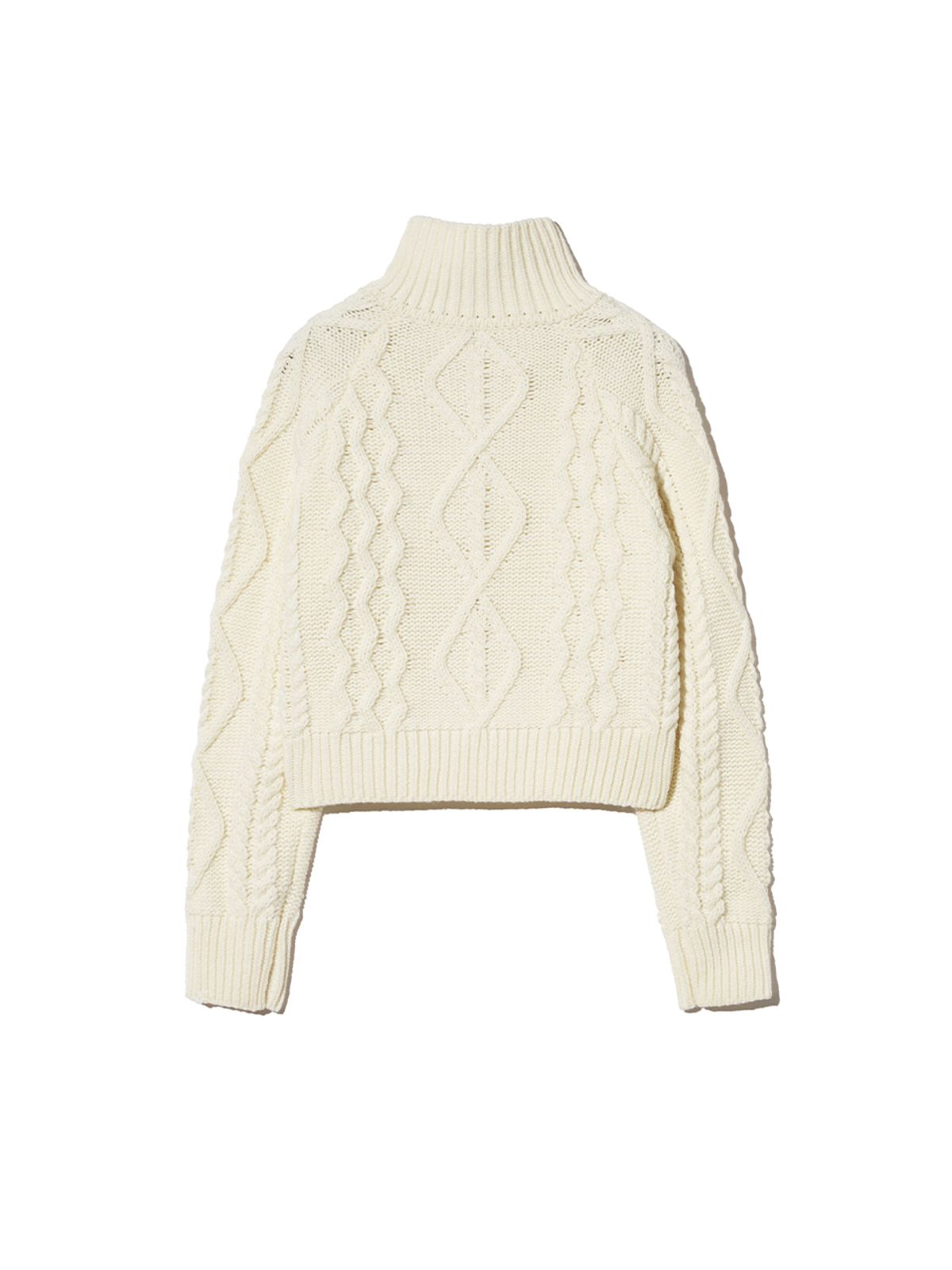 기준(KIJUN) Cable Knit Zip-Up Ivory