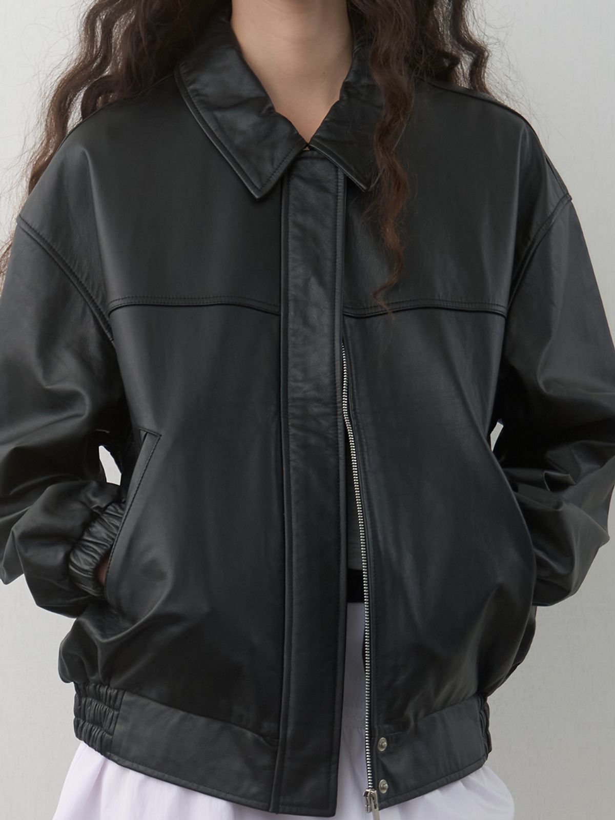 기준(KIJUN) Leather Jumper Black
