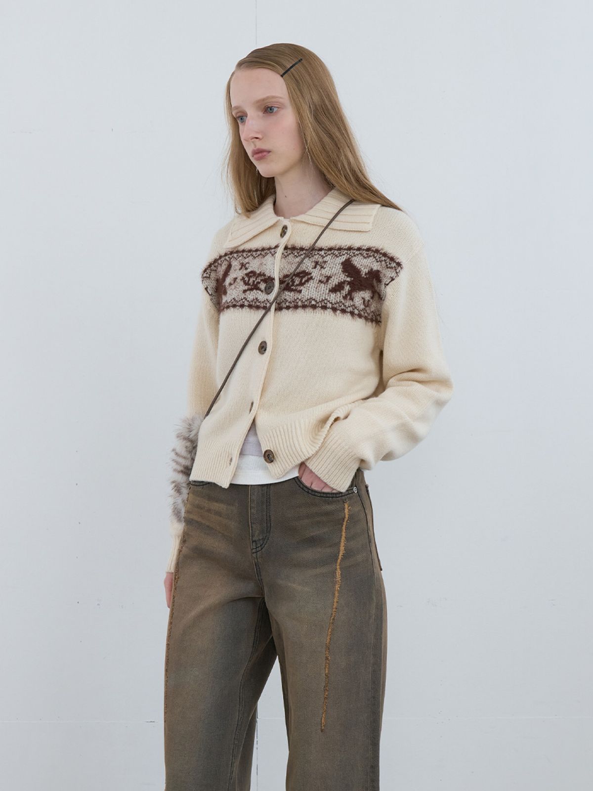 기준(KIJUN) Nordic Knit Cardigan Ivory