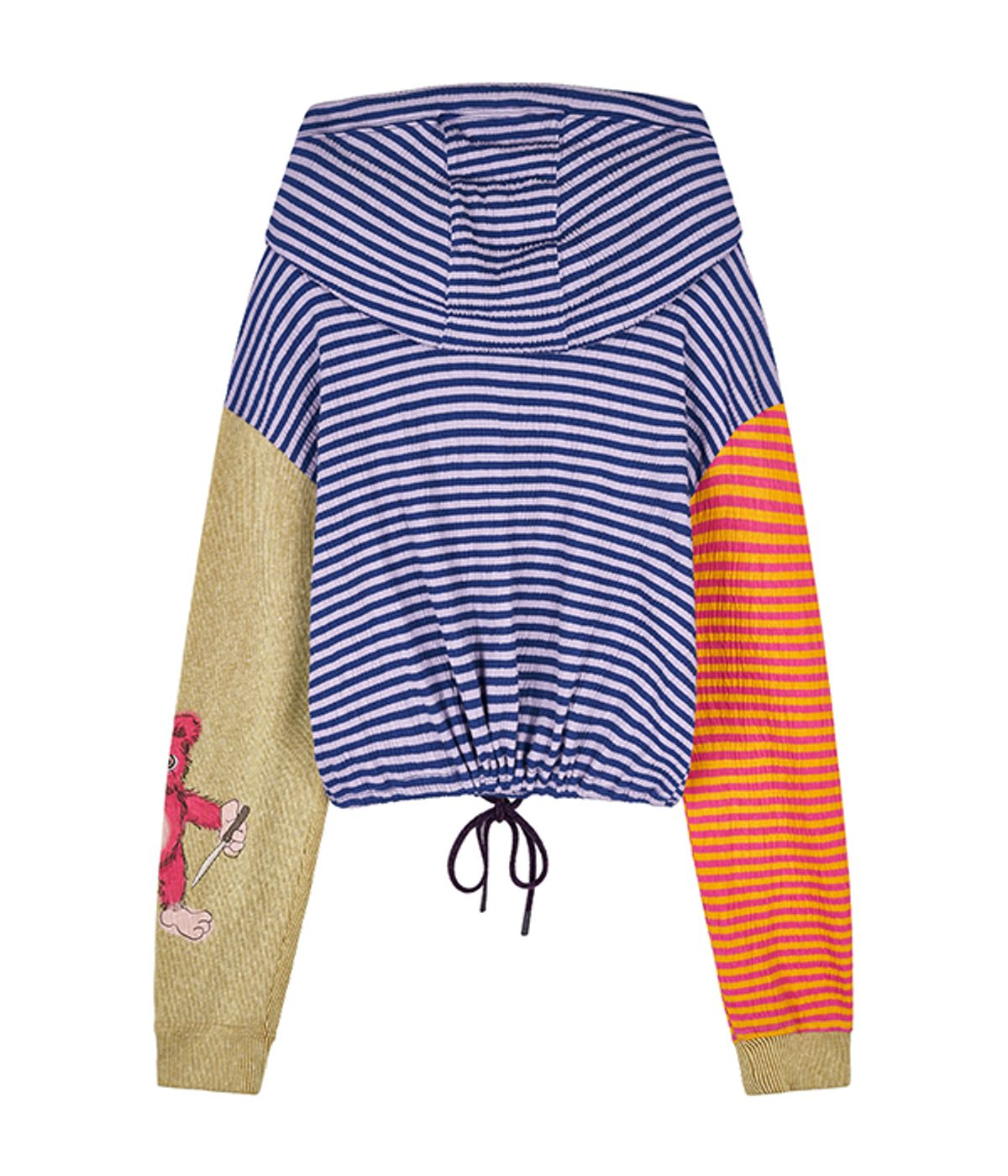 유쓰배쓰(YOUTHBATH) Stripe string cropped hoodie_purple
