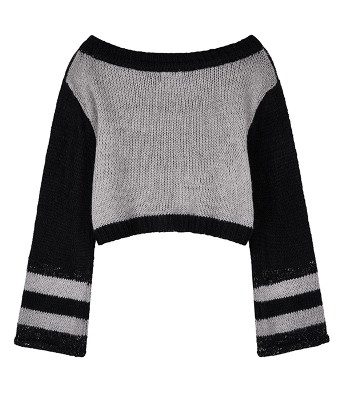 유쓰배쓰(YOUTHBATH) Color stripe cropped knit_gray