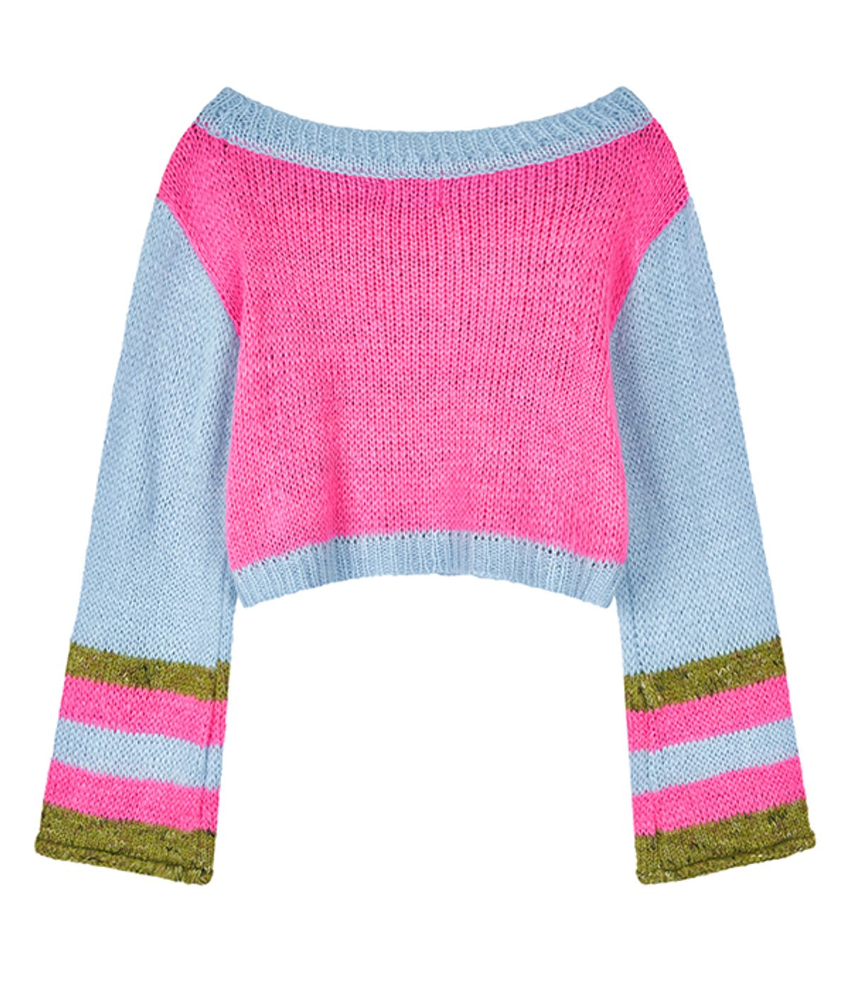 유쓰배쓰(YOUTHBATH) Color stripe cropped knit_pink
