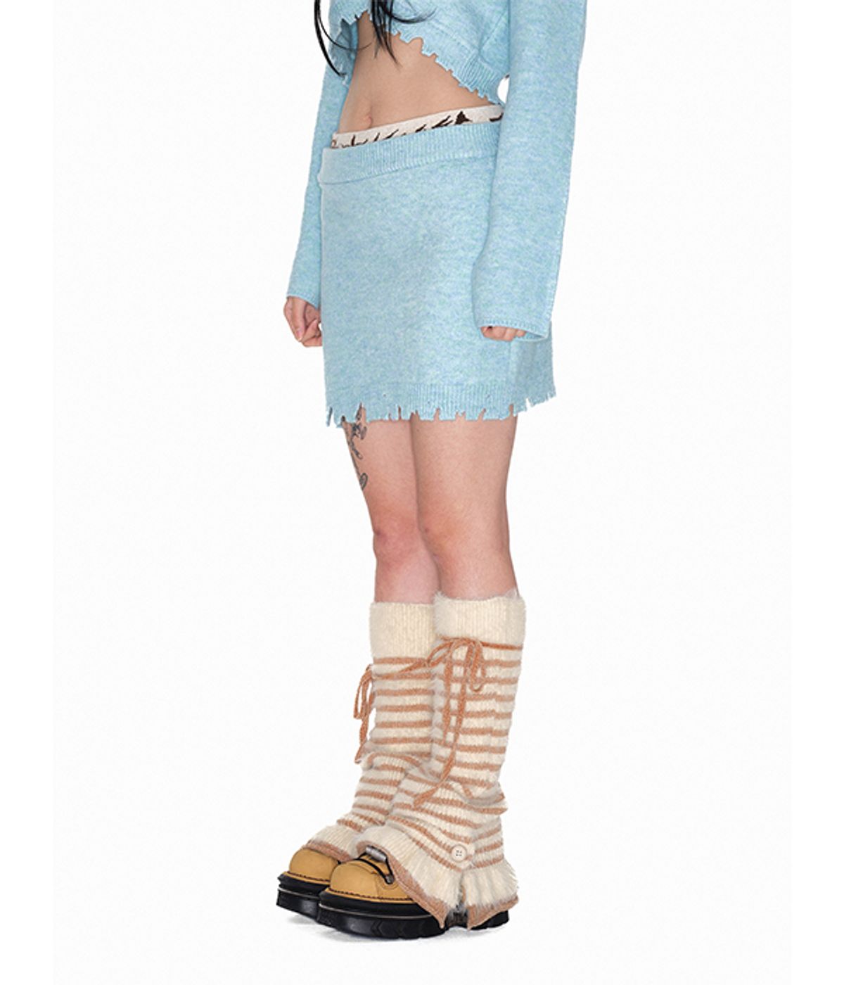 유쓰배쓰(YOUTHBATH) Damage band mini skirt_light blue