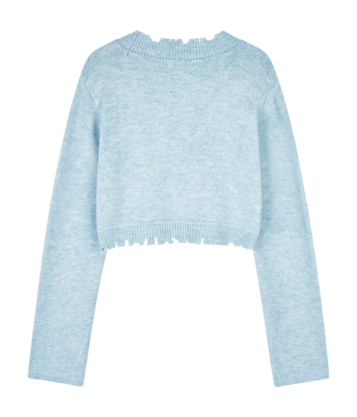 유쓰배쓰(YOUTHBATH) Damage cropped cardigan_light blue