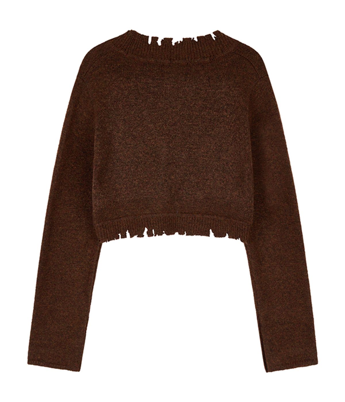 유쓰배쓰(YOUTHBATH) Damage cropped cardigan_brown