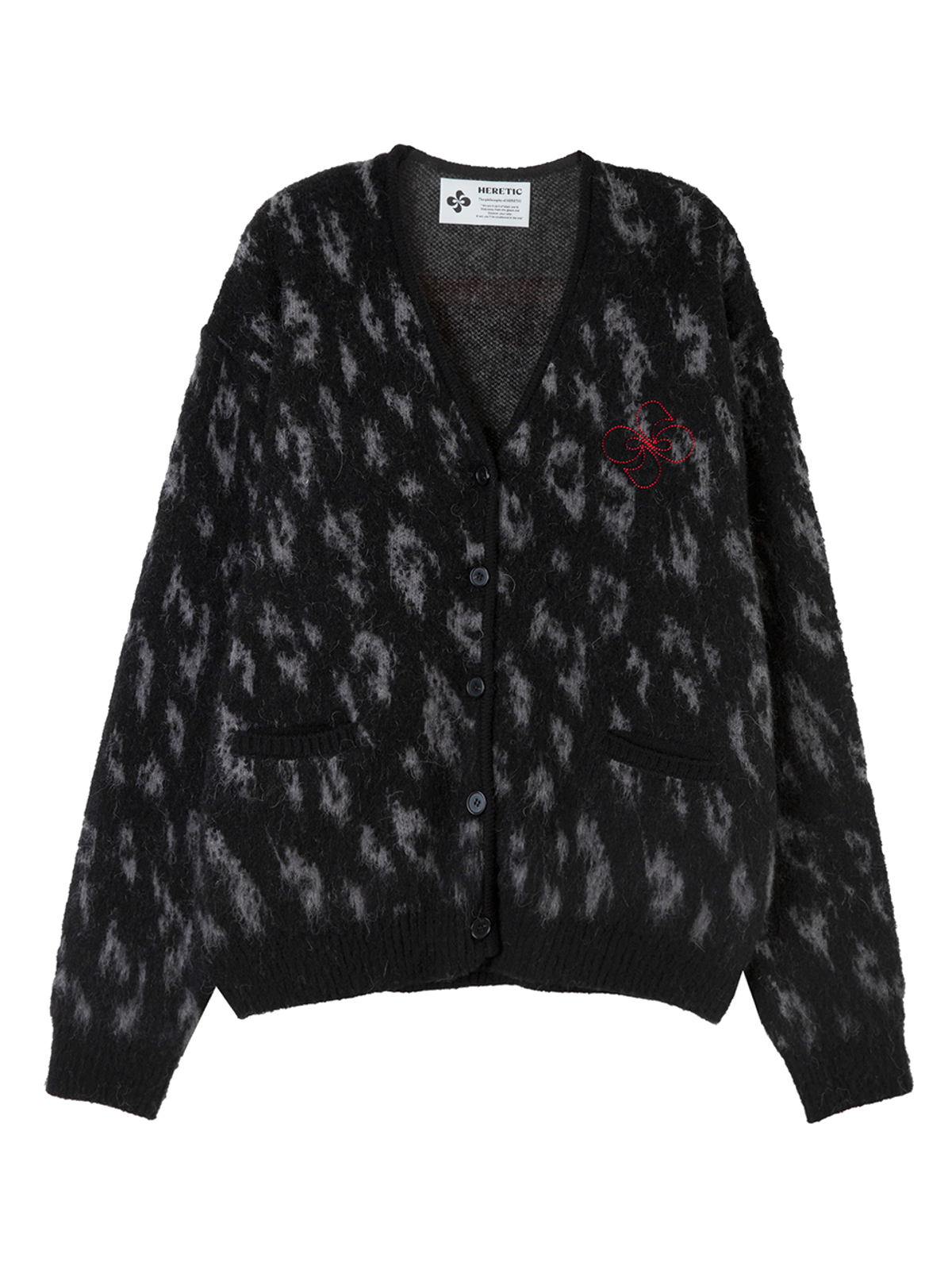 헤레틱(HERETIC) HERETIC LEOPARD MOHAIR CARDIGAN / black