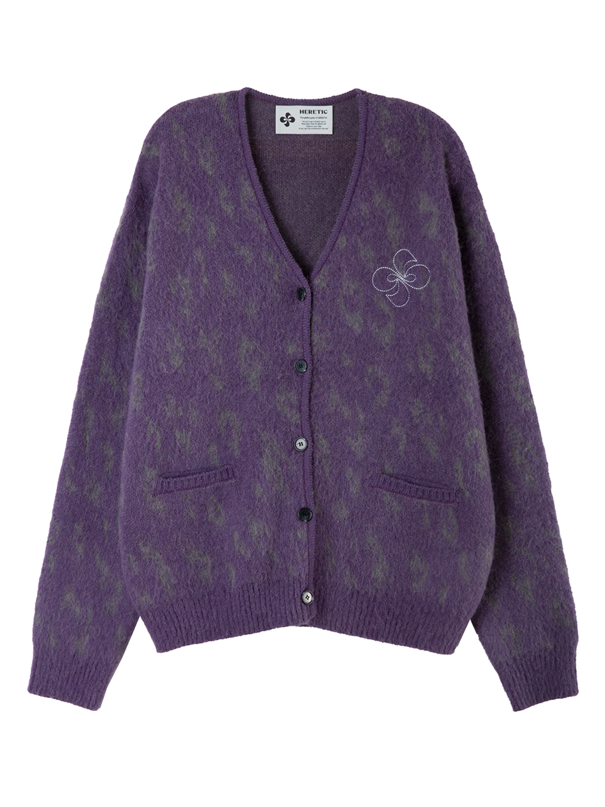 헤레틱(HERETIC) HERETIC LEOPARD MOHAIR CARDIGAN / purple